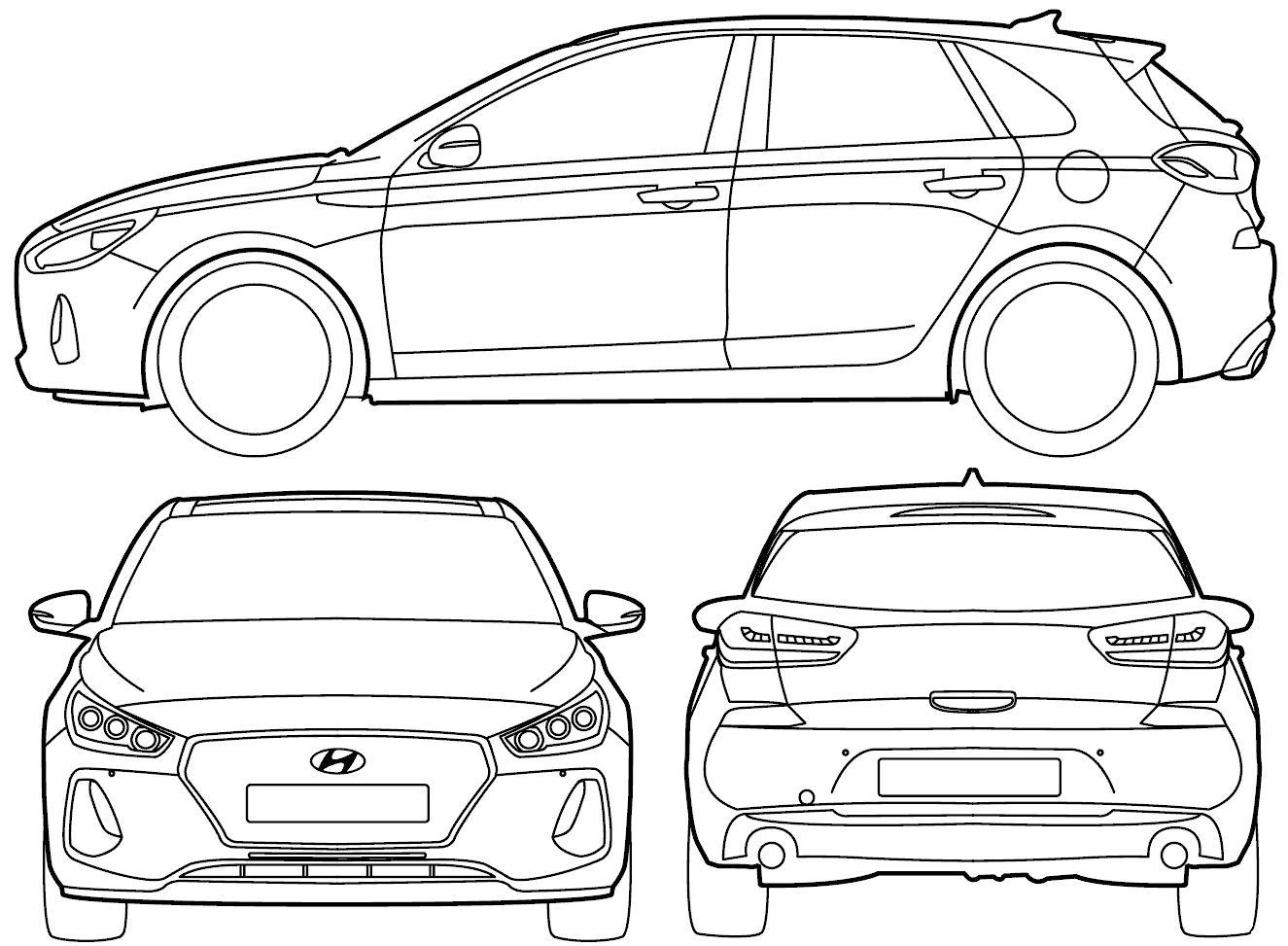 Hyundai i30 2017 Blueprint Download free blueprint for 3D modeling