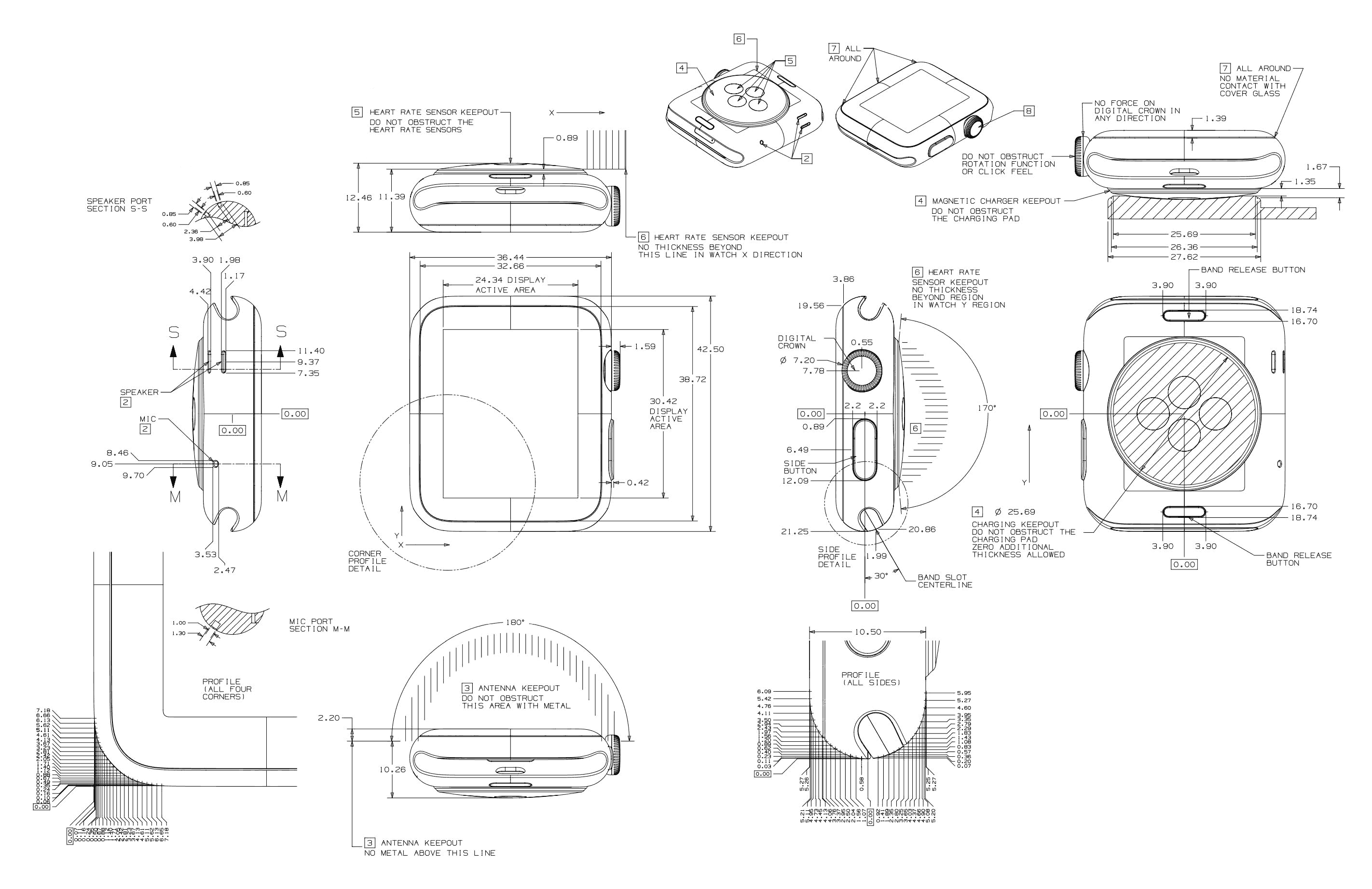 Apple Watch 42mm Blueprint Download free blueprint for 3D modeling