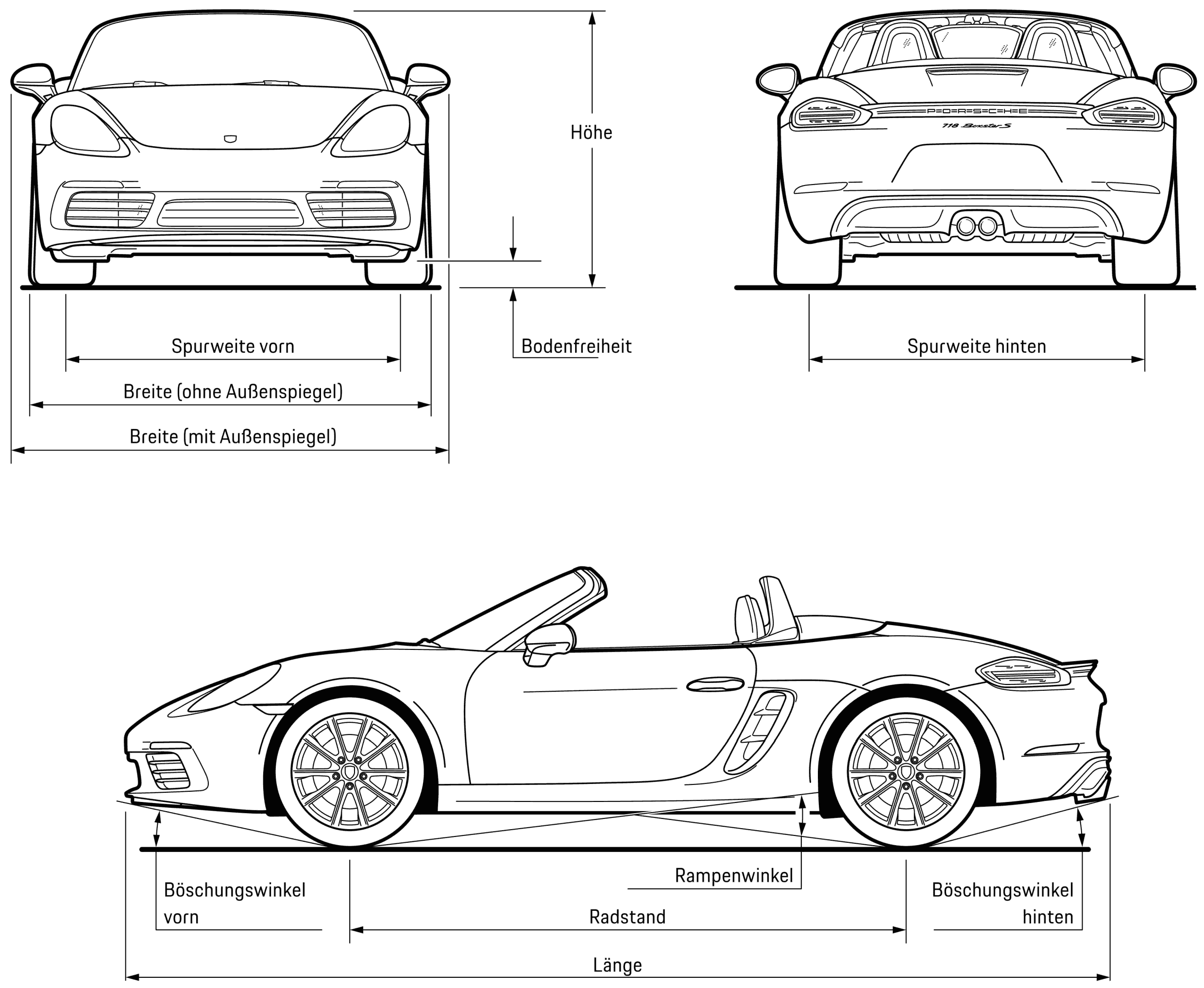 Porsche 718 2017 Blueprint Download free blueprint for 3D modeling