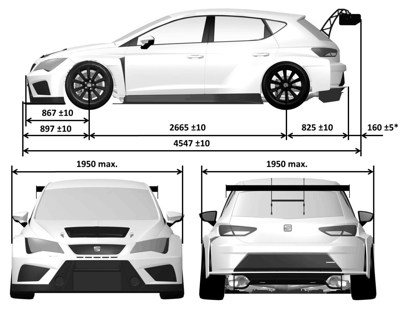 Seat Leon racer Blueprint Download free blueprint for 3D modeling