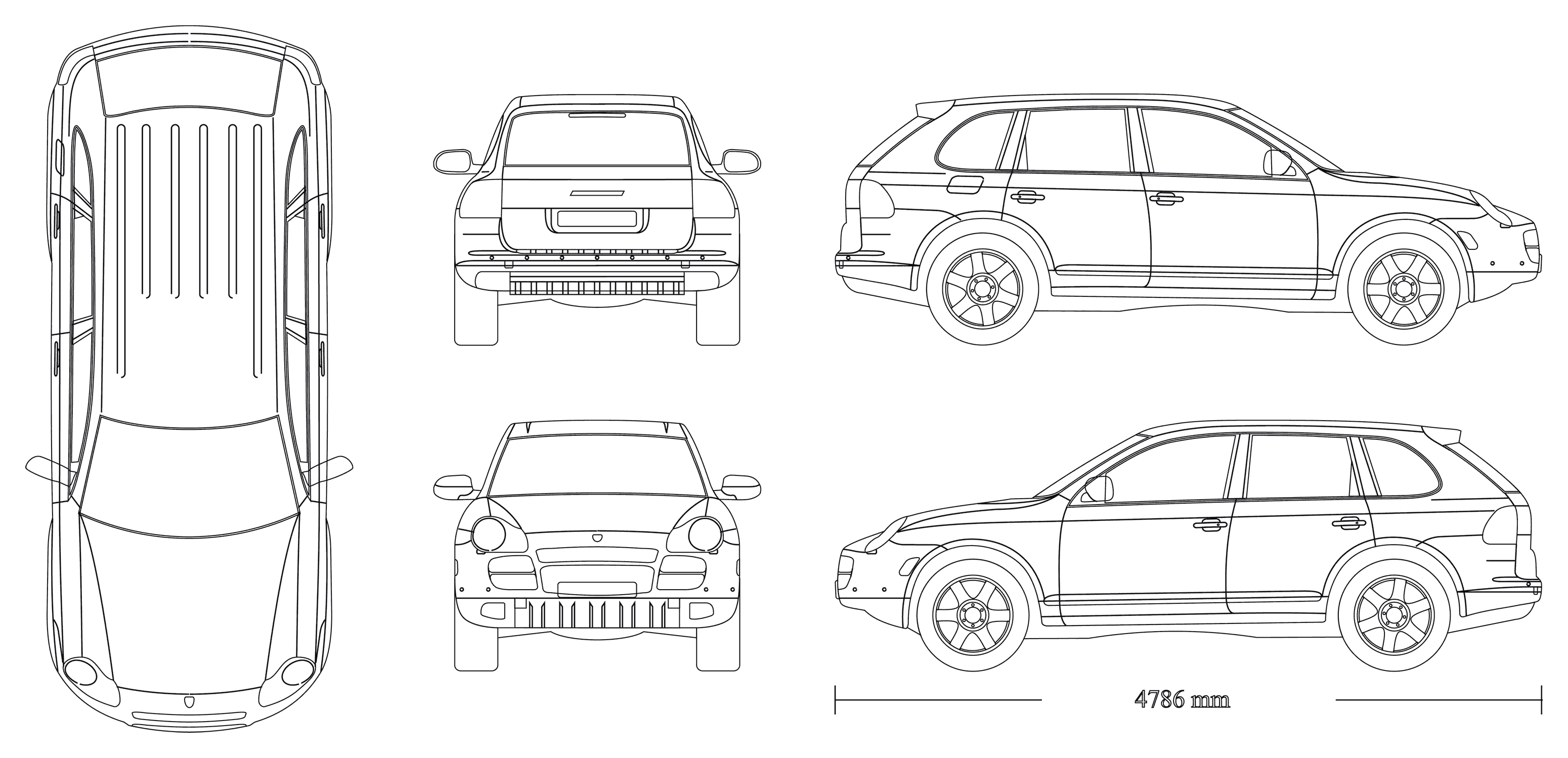 Porsche Cayenne 2003 Blueprint Download free blueprint for 3D modeling