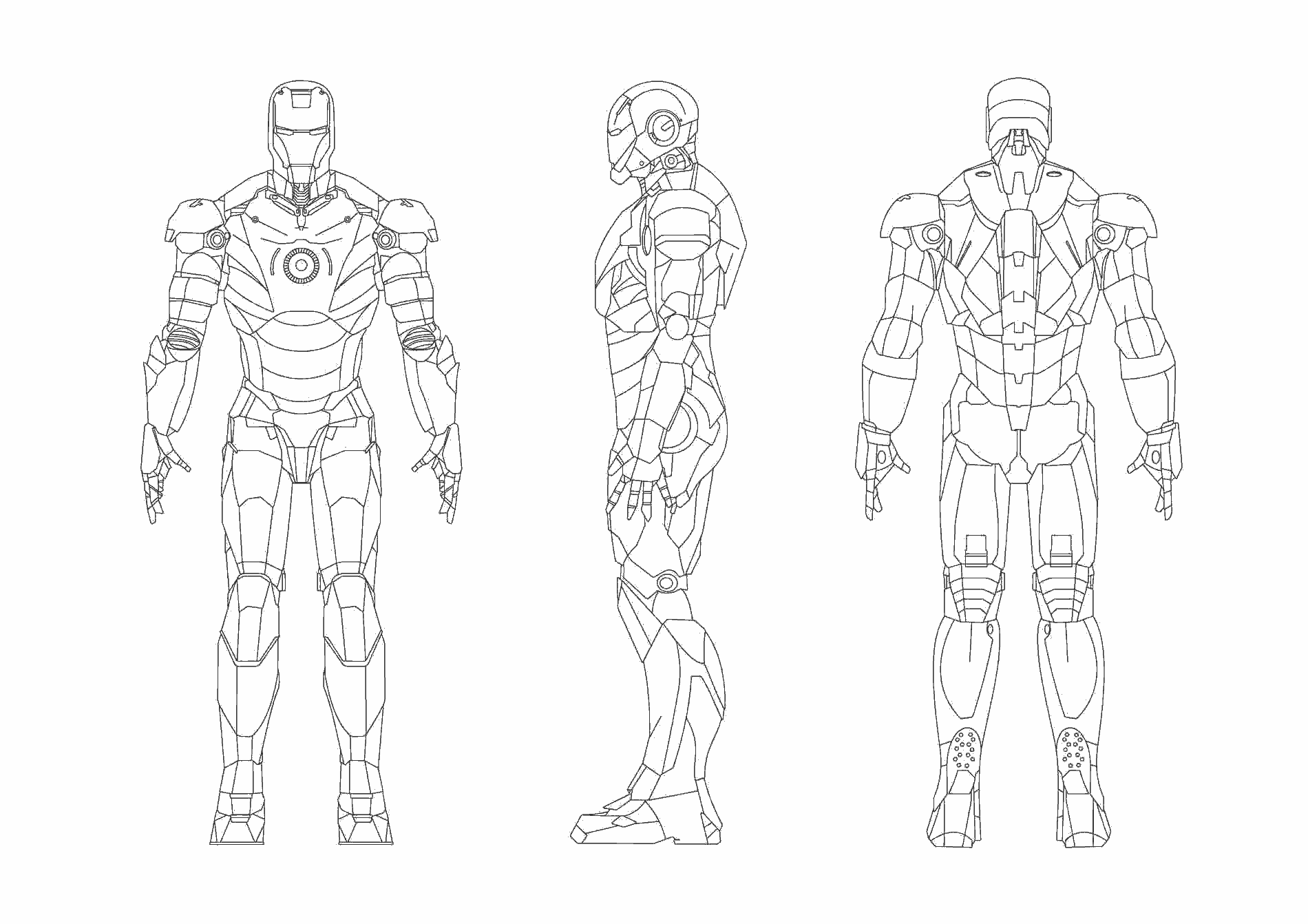 Iron man Mark III Blueprint Download free blueprint for 3D modeling