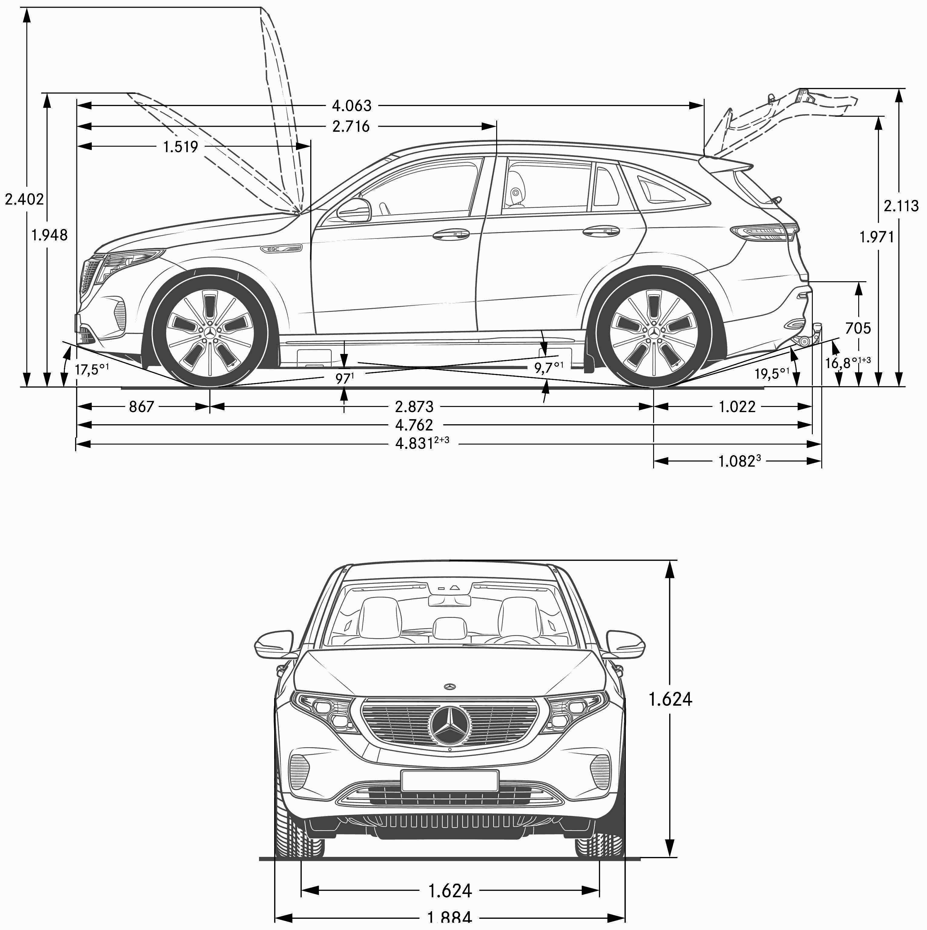 MercedesBenz EQC 2019 Blueprint Download free blueprint for 3D modeling
