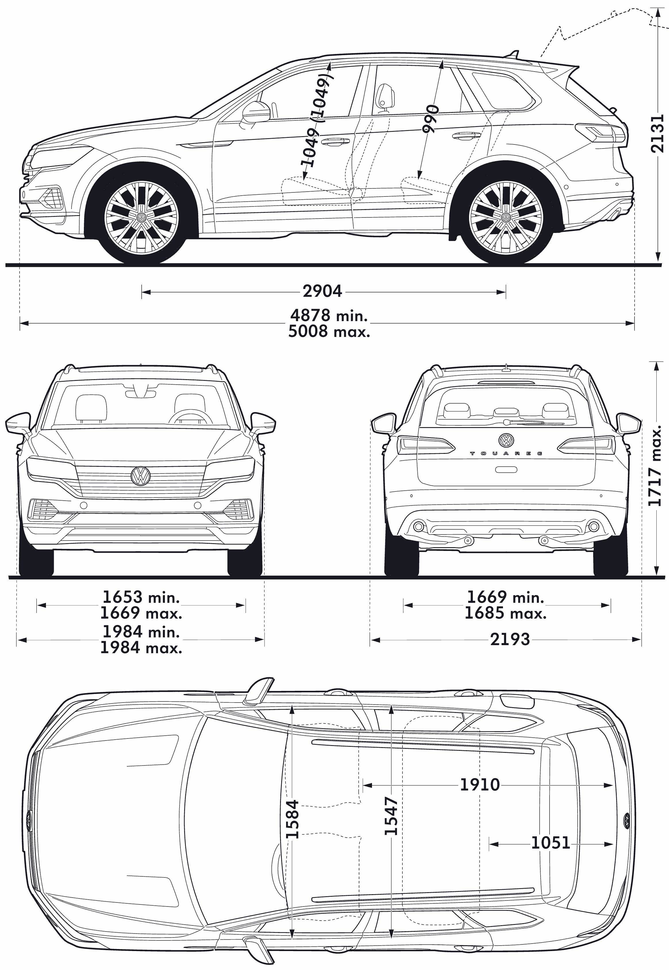 Volkswagen Touareg 2018 Blueprint Download free blueprint for 3D modeling