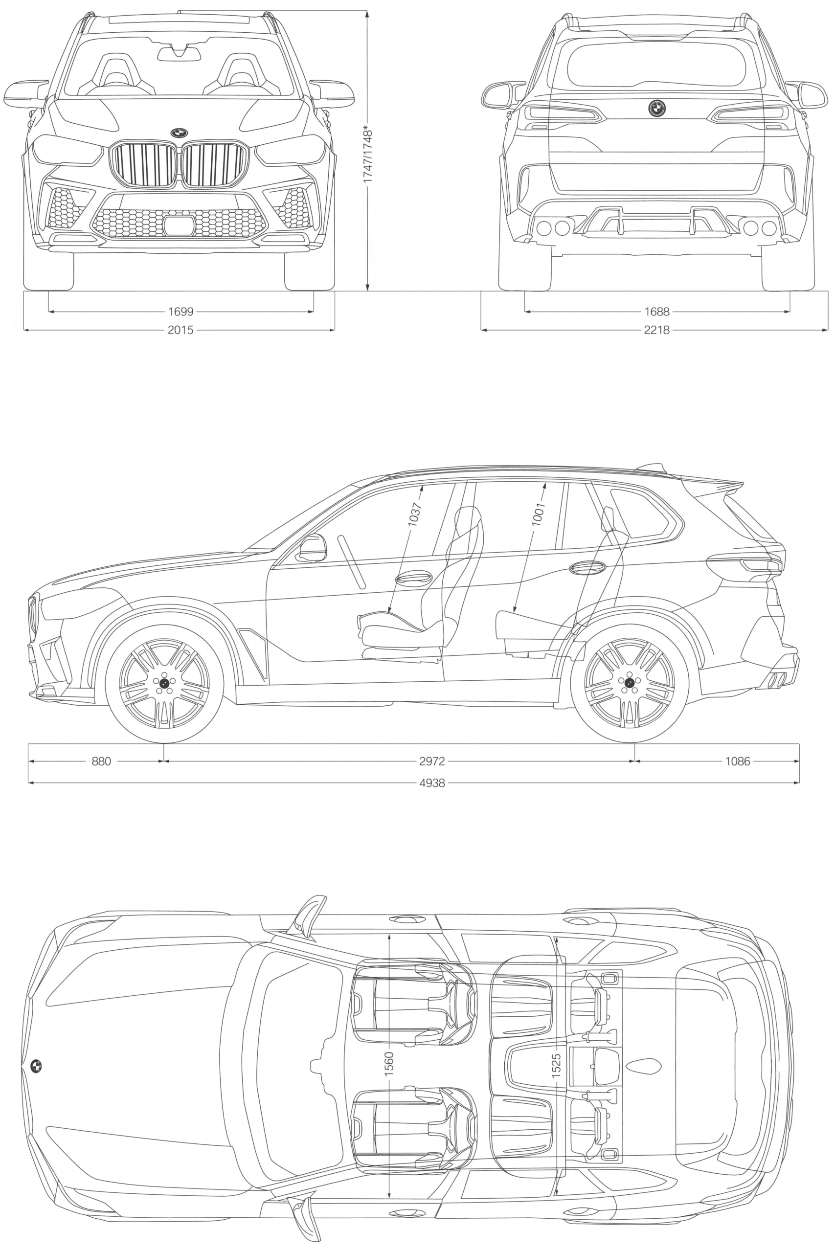 BMW X5 M 2019 Blueprint Download free blueprint for 3D modeling