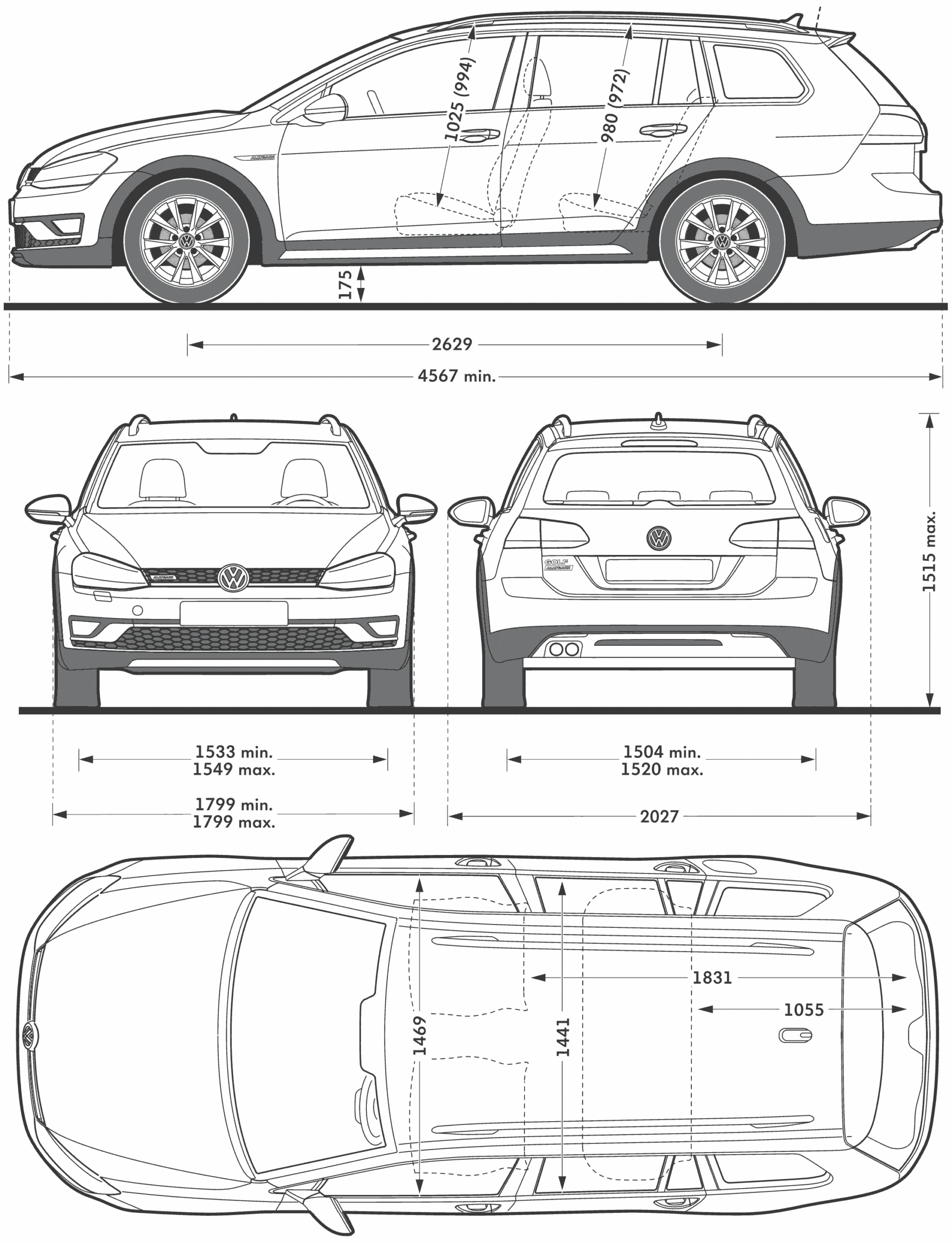 Volkswagen Golf Alltrack 2019 Blueprint Download free blueprint for