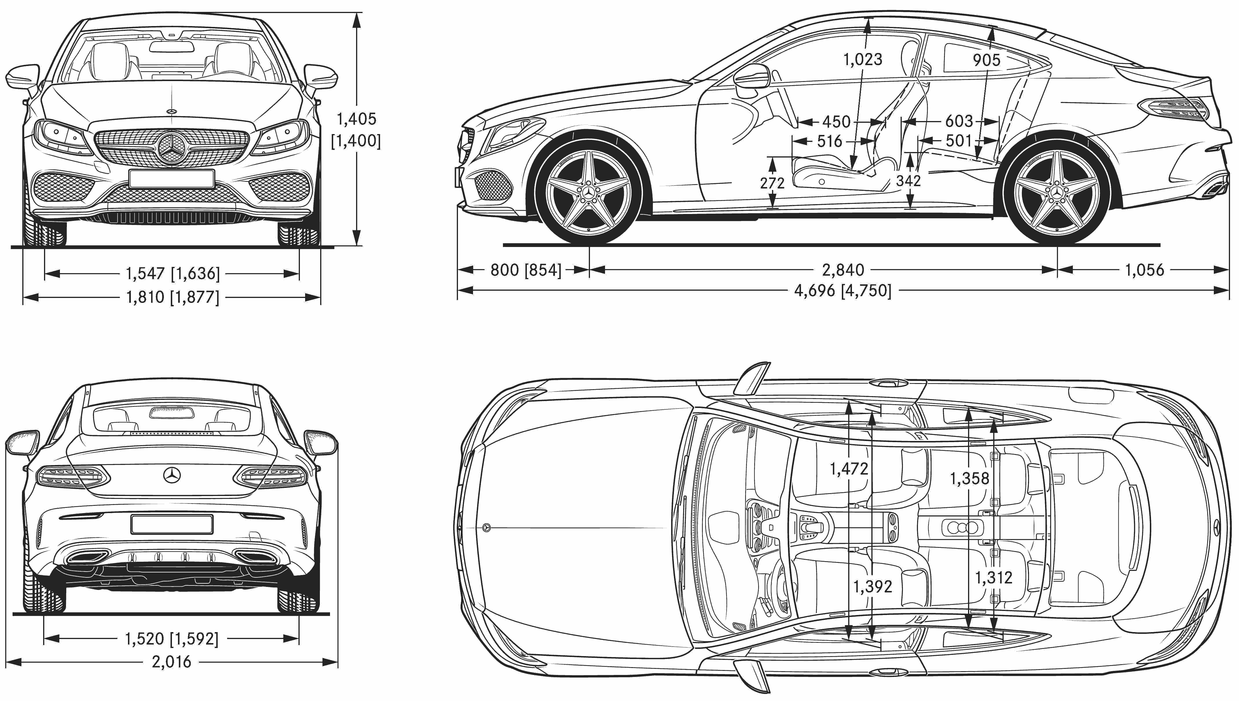 MercedesBenz Cclass AMG Line Coupe 2020 Blueprint Download free