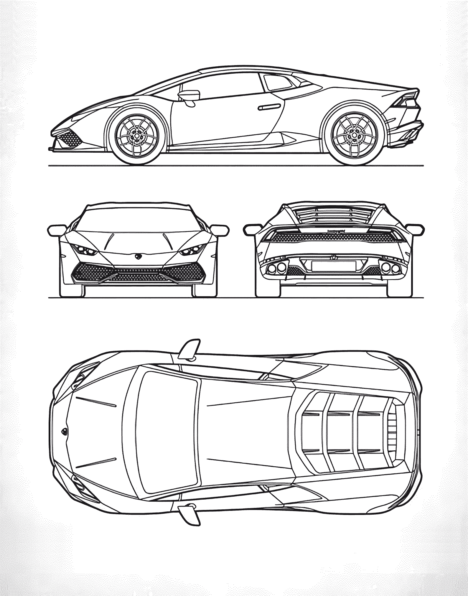Lamborghini Huracan LP610-4 Blueprint - Download free blueprint for 3D