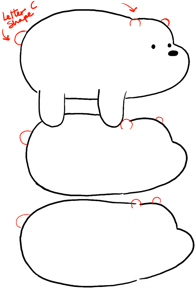 How to Draw Grizzly, Panda and Ice Bear from We Bare Bears Bearstack How to Draw Step by Step