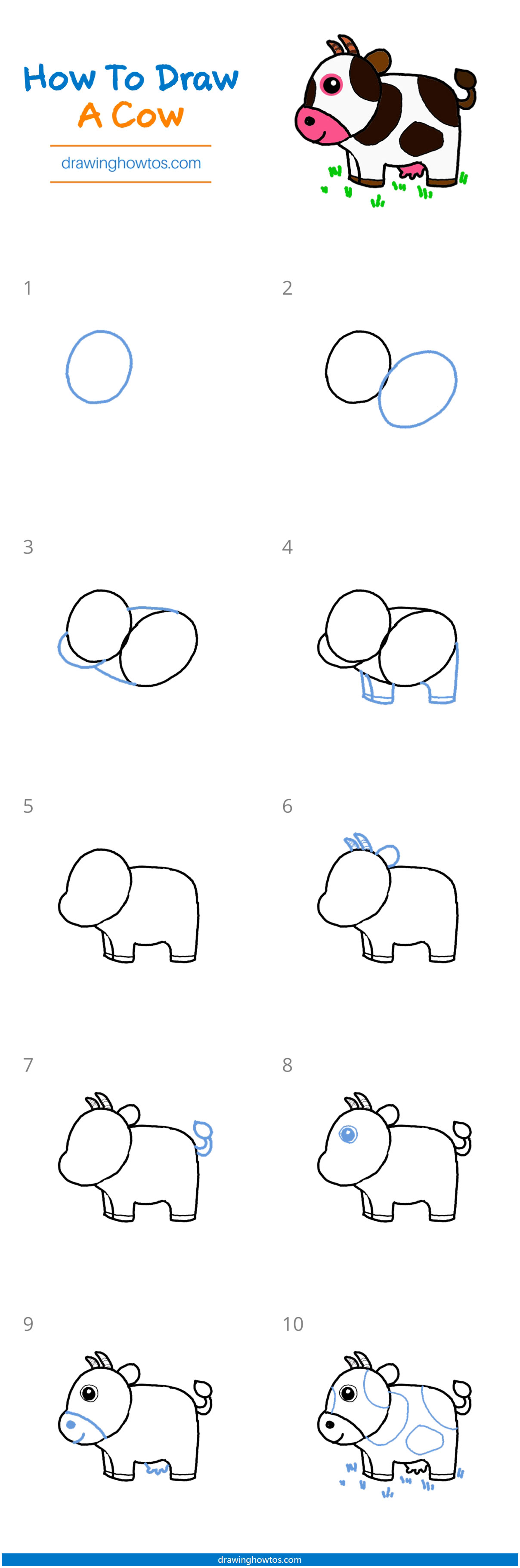 How to Draw a Cow Step by Step Easy Drawing Guides Drawing Howtos