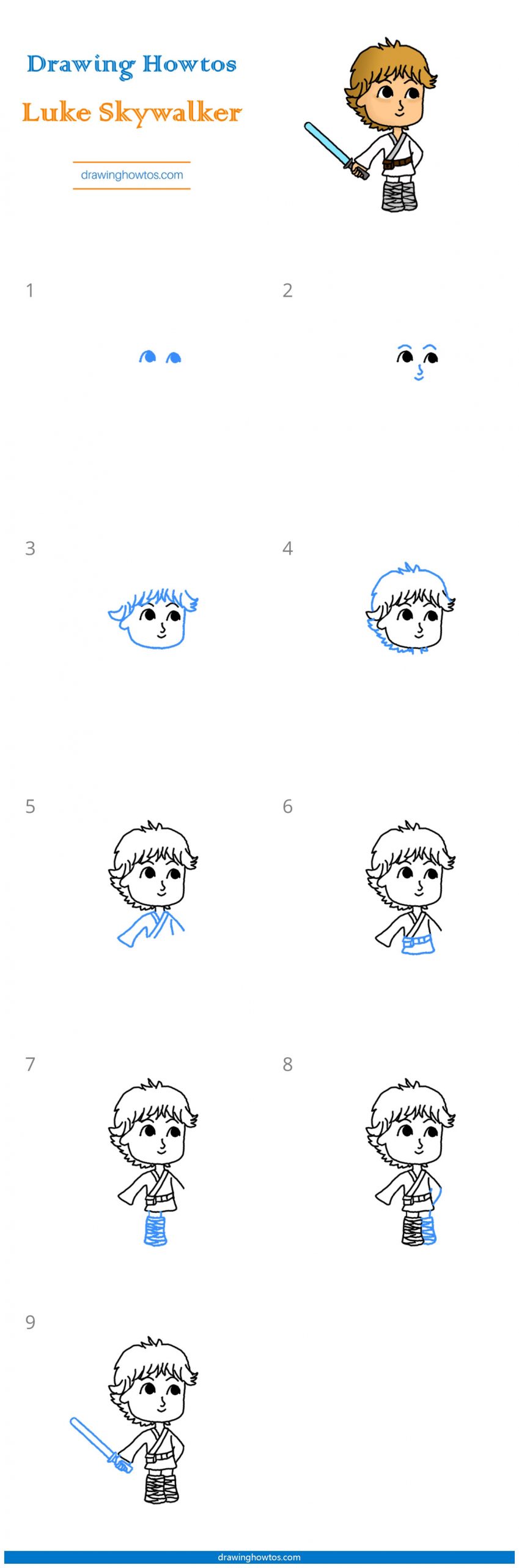 How to Draw Luke Skywalker from Star Wars Step by Step Easy Drawing