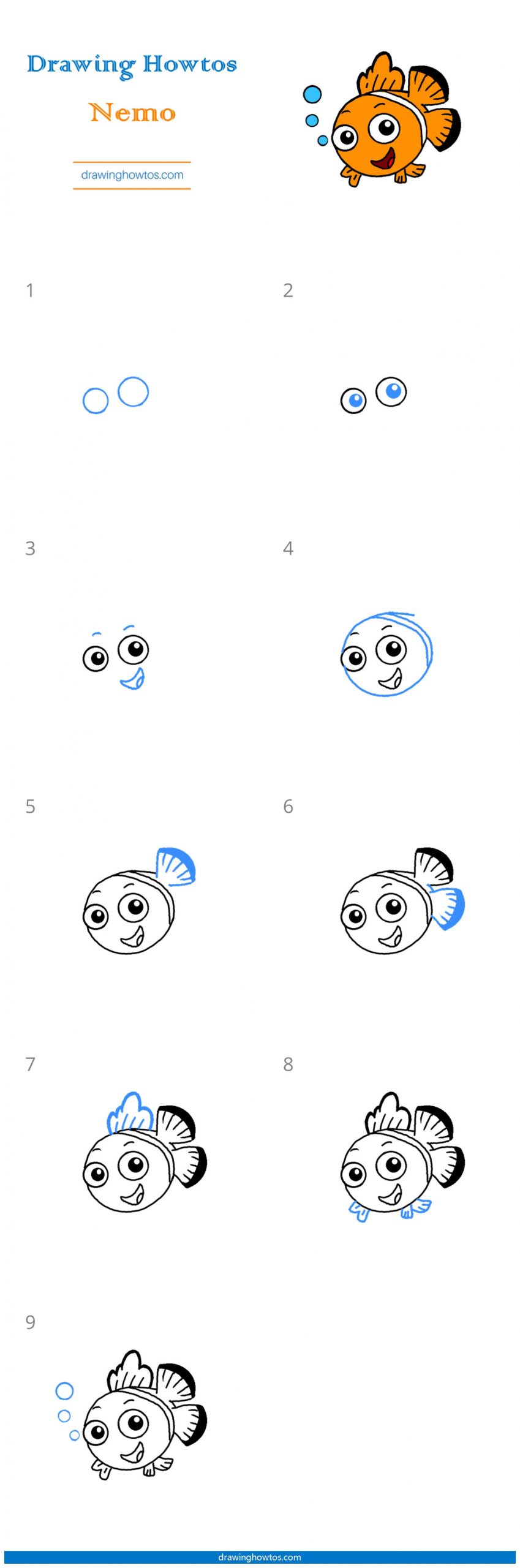 How to Draw Nemo (Finding Nemo) Step by Step Easy Drawing Guides Drawing Howtos