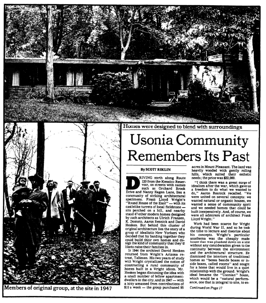 The Usonia Plot at Pleasantville Drawing Matter