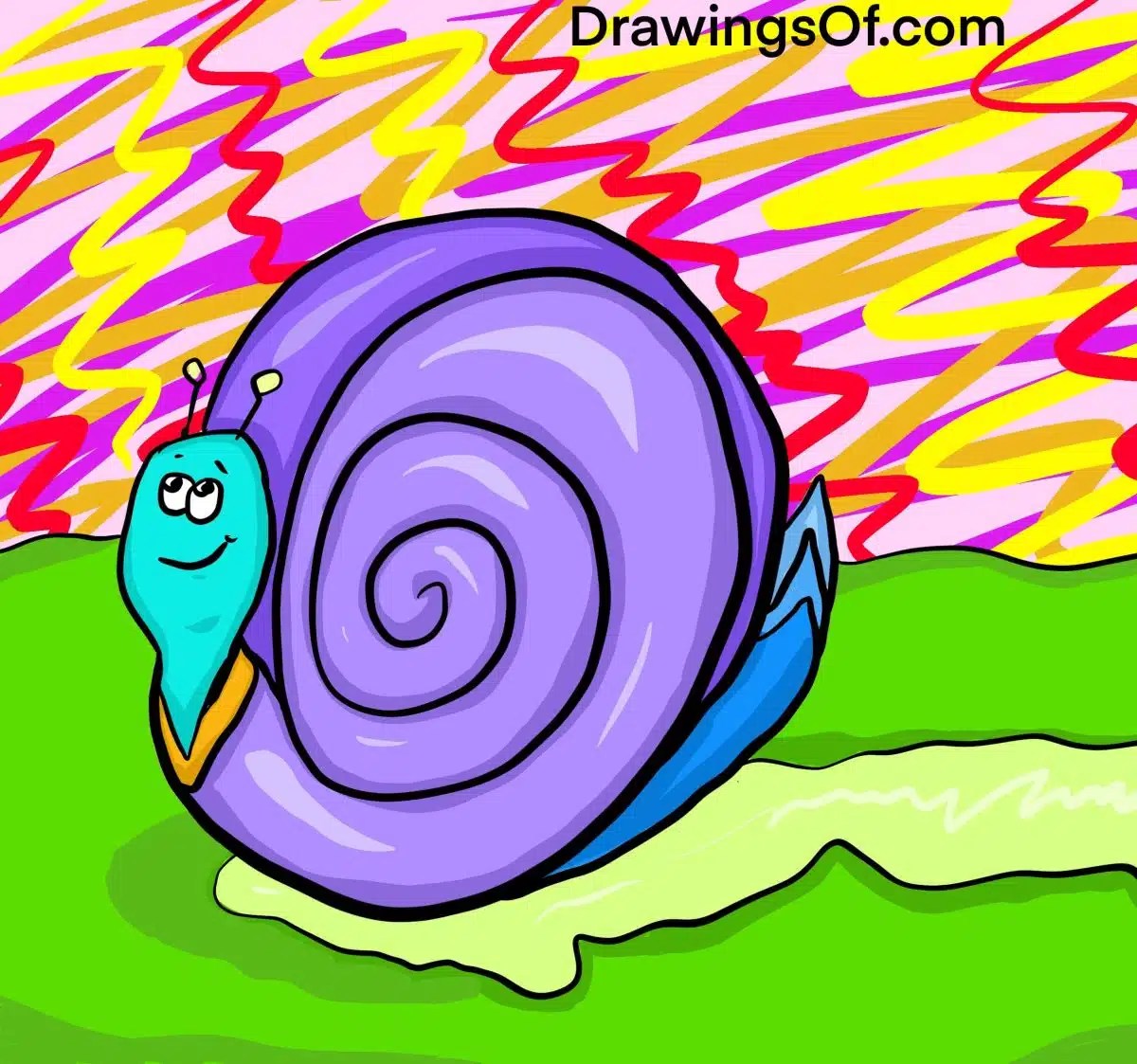 Cute Snail Drawing Easy Cartoon Art Drawings Of...