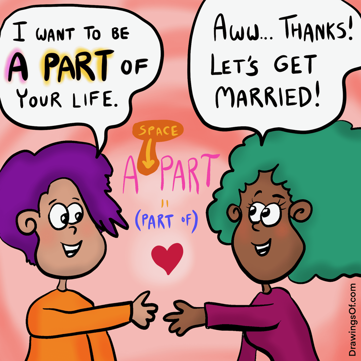 Apart vs. A Part: Cartoon Stories to Explain the Difference! - Drawings