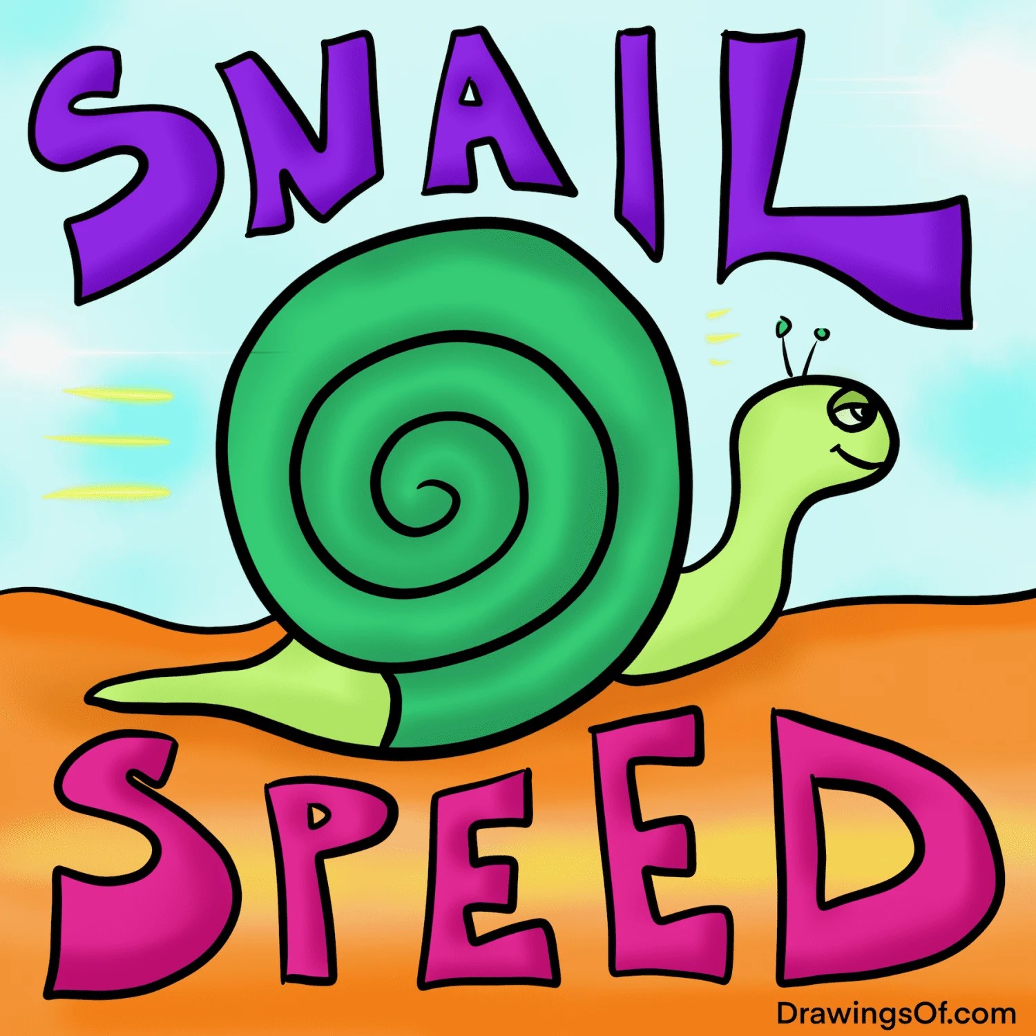 Cute Snail Drawing Easy Cartoon Art Drawings Of...
