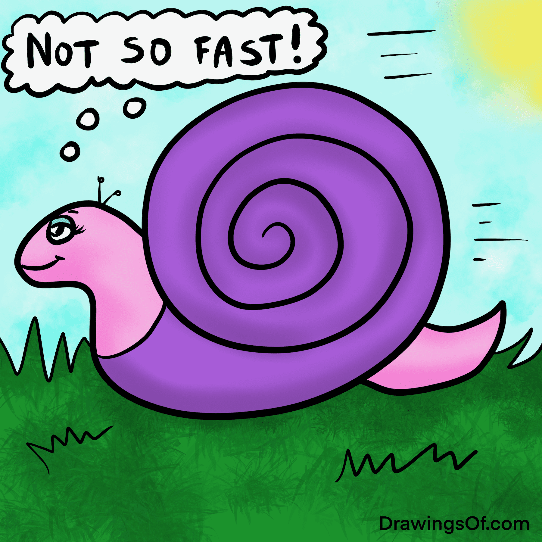 Cute Snail Drawing Easy Cartoon Art Drawings Of...