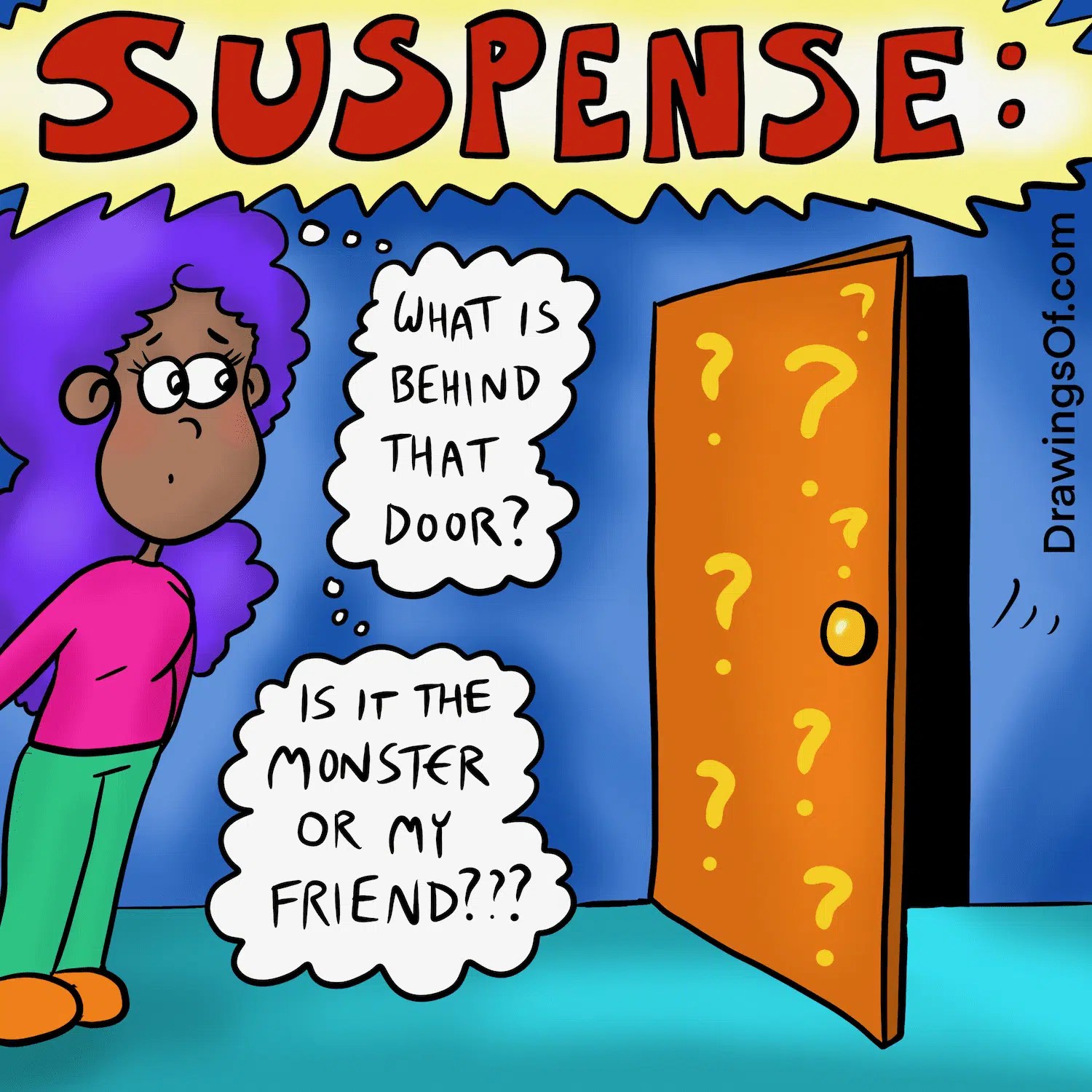 Suspense Meaning in Literature Illustrated by Examples Drawings Of...
