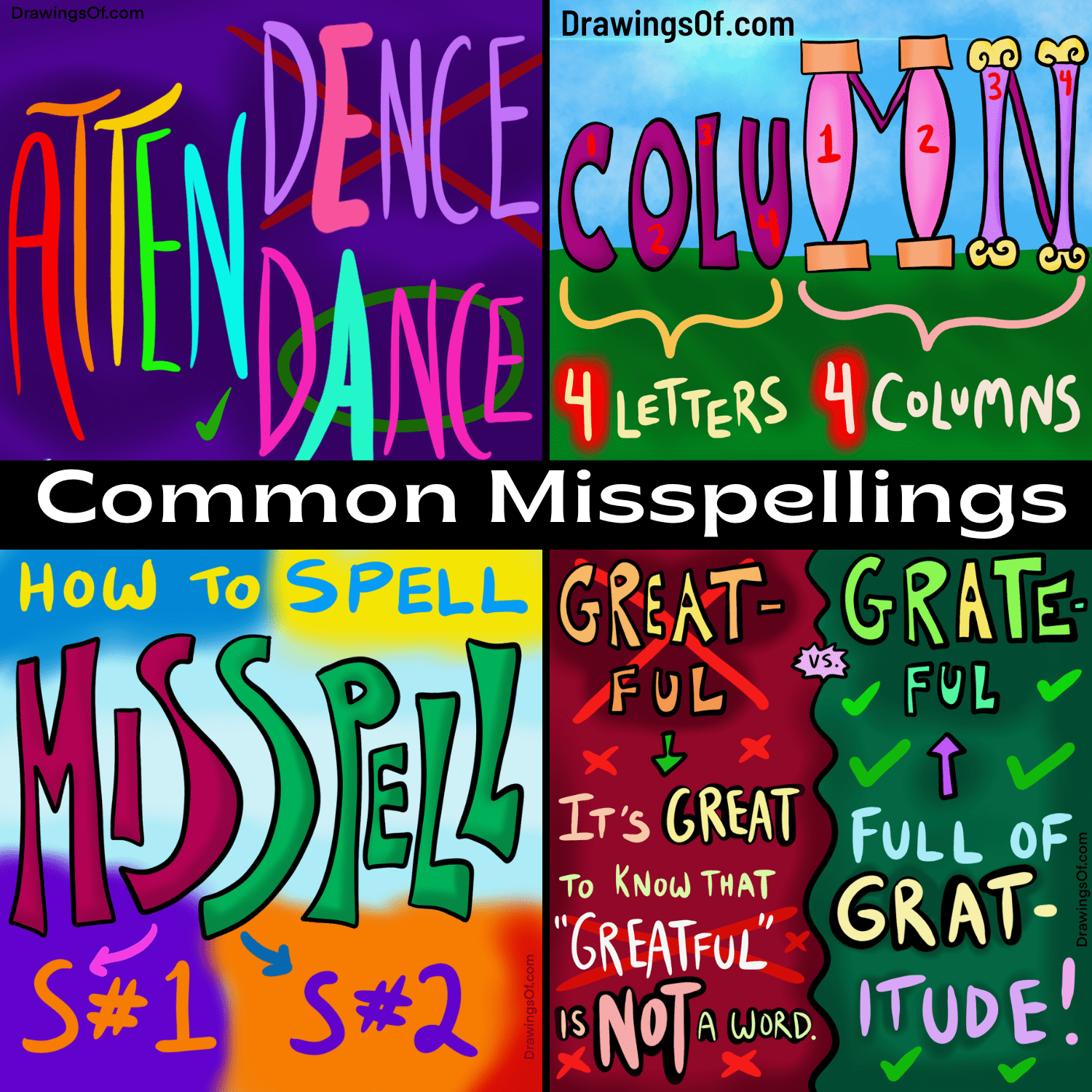 Commonly Misspelled Words, and How to Correct Them Drawings Of...