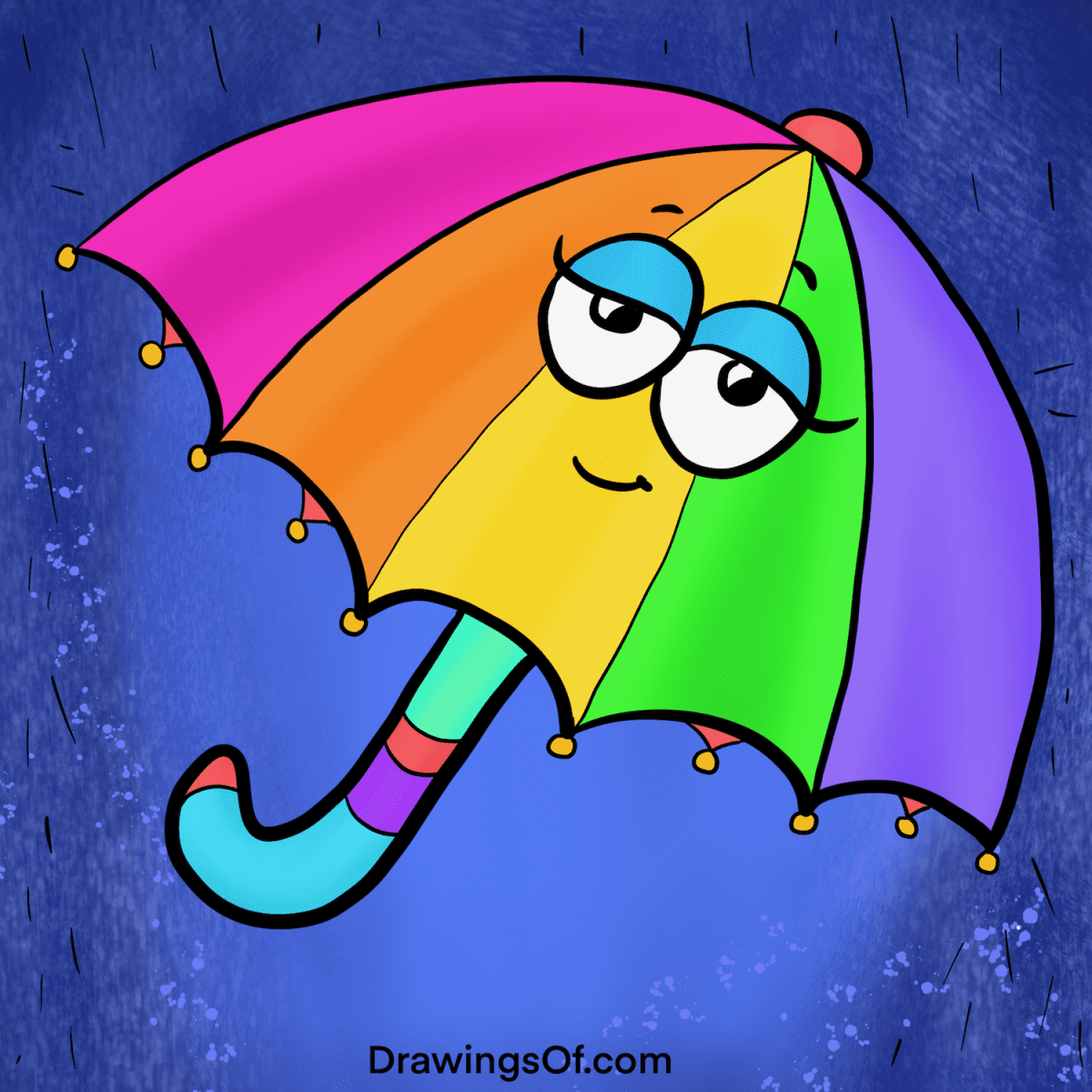 Umbrella Drawing Easy, Cute Cartoon Instructions Drawings Of...