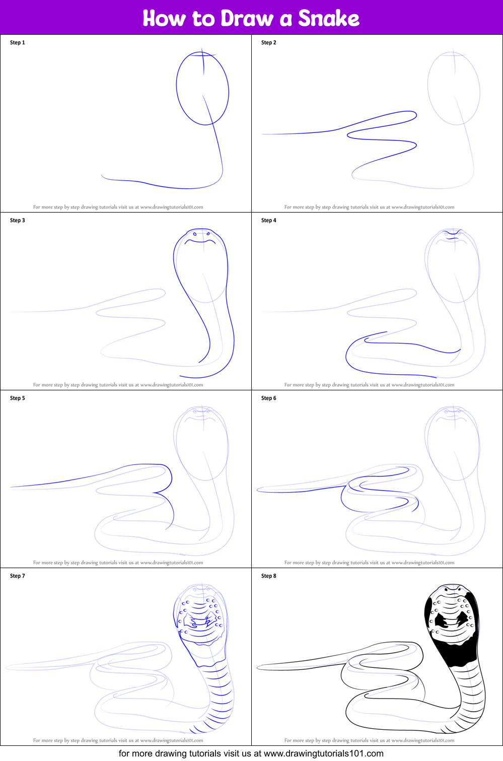 How to Draw a Snake (Snakes) Step by Step