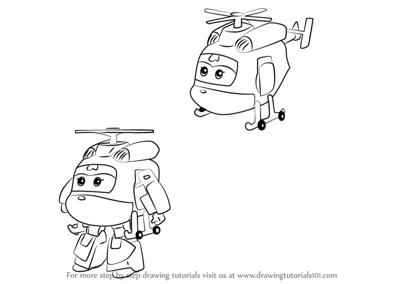 Step by Step How to Draw Dizzy from Super Wings
