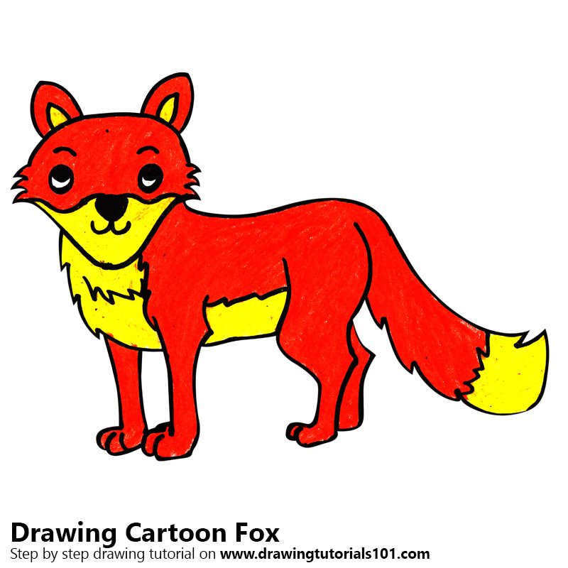 How to Draw a Cartoon Fox (Cartoon Animals) Step by Step