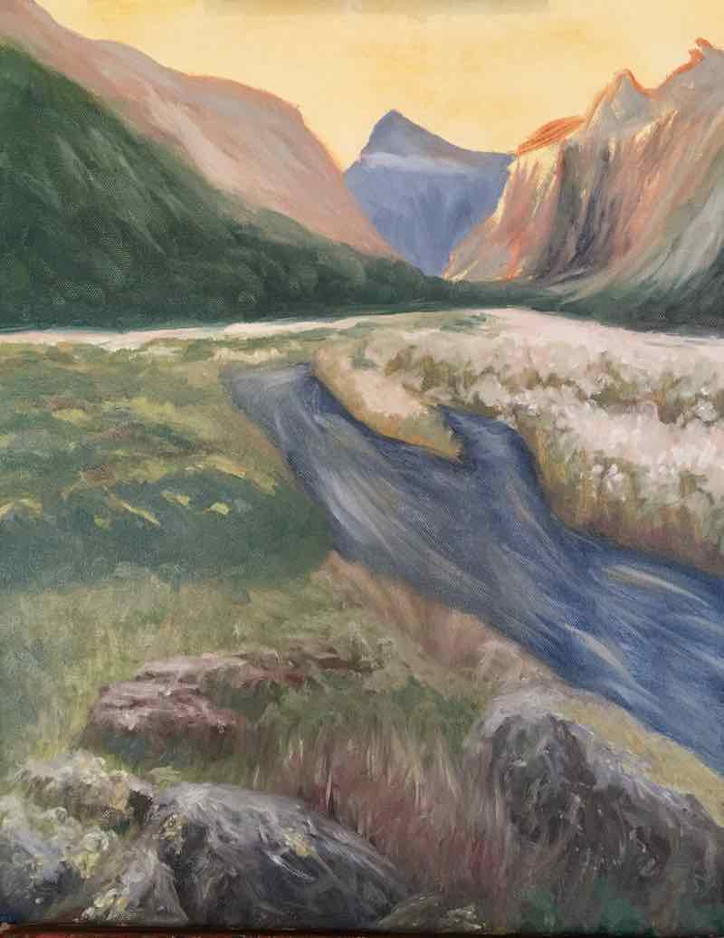 Step By Step Oil Painting Lesson Milford Sound, Oil On Canvas