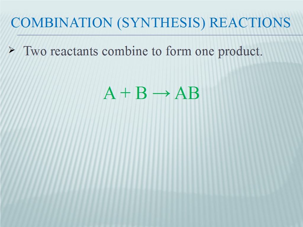 Combination (Synthesis) Reactions