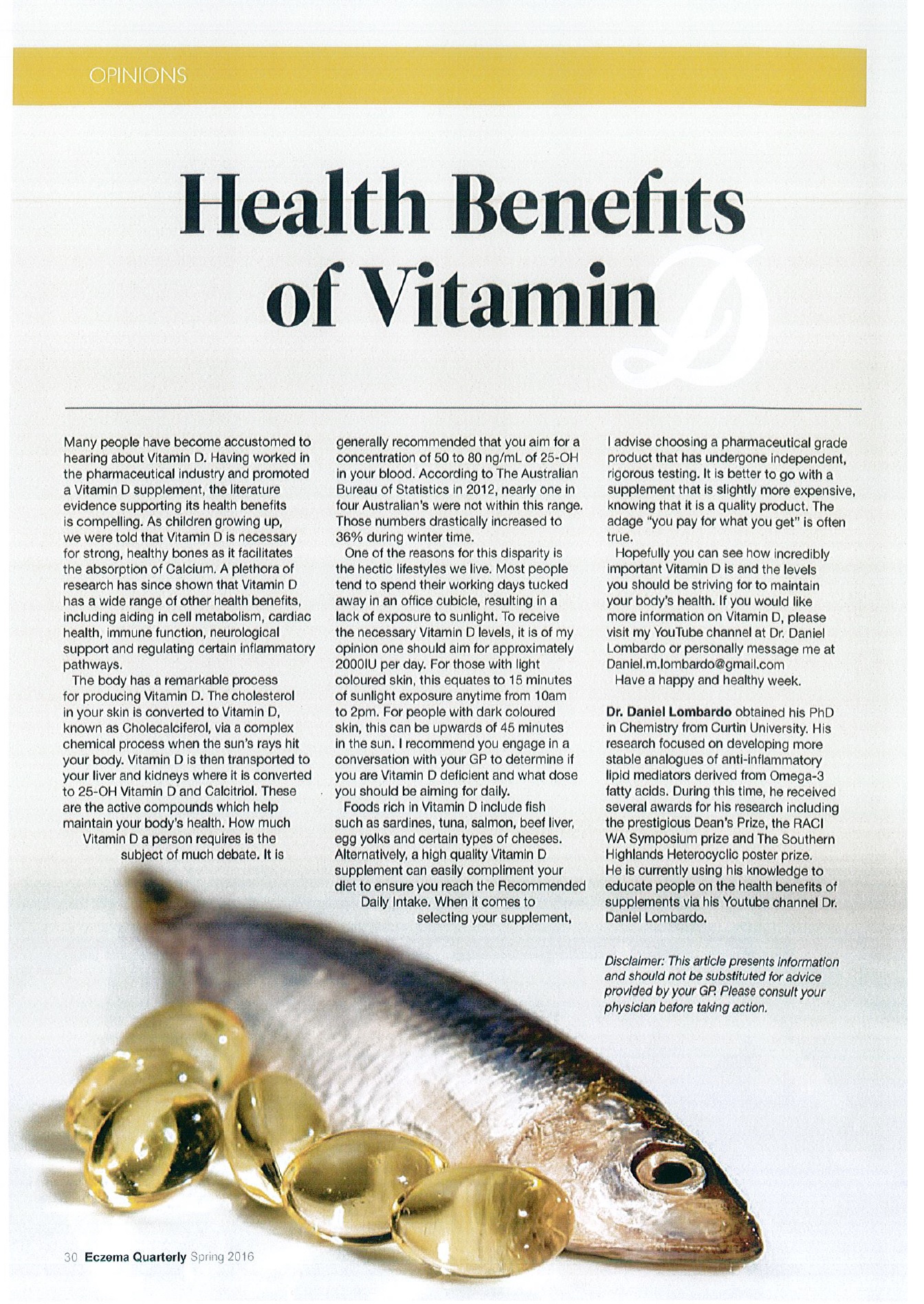 Eczema Australia What you need to know about Vitamin D this Summer. Dr. Dan