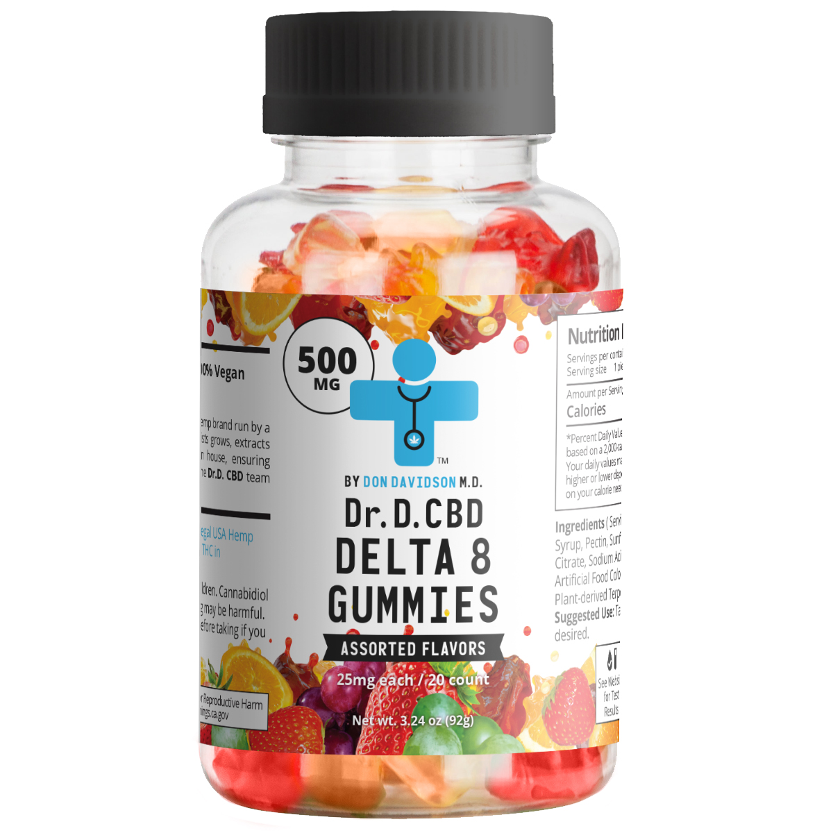 Dr. D Delta 8 Gummies 500mg 20 ct Blue Razz Flavor