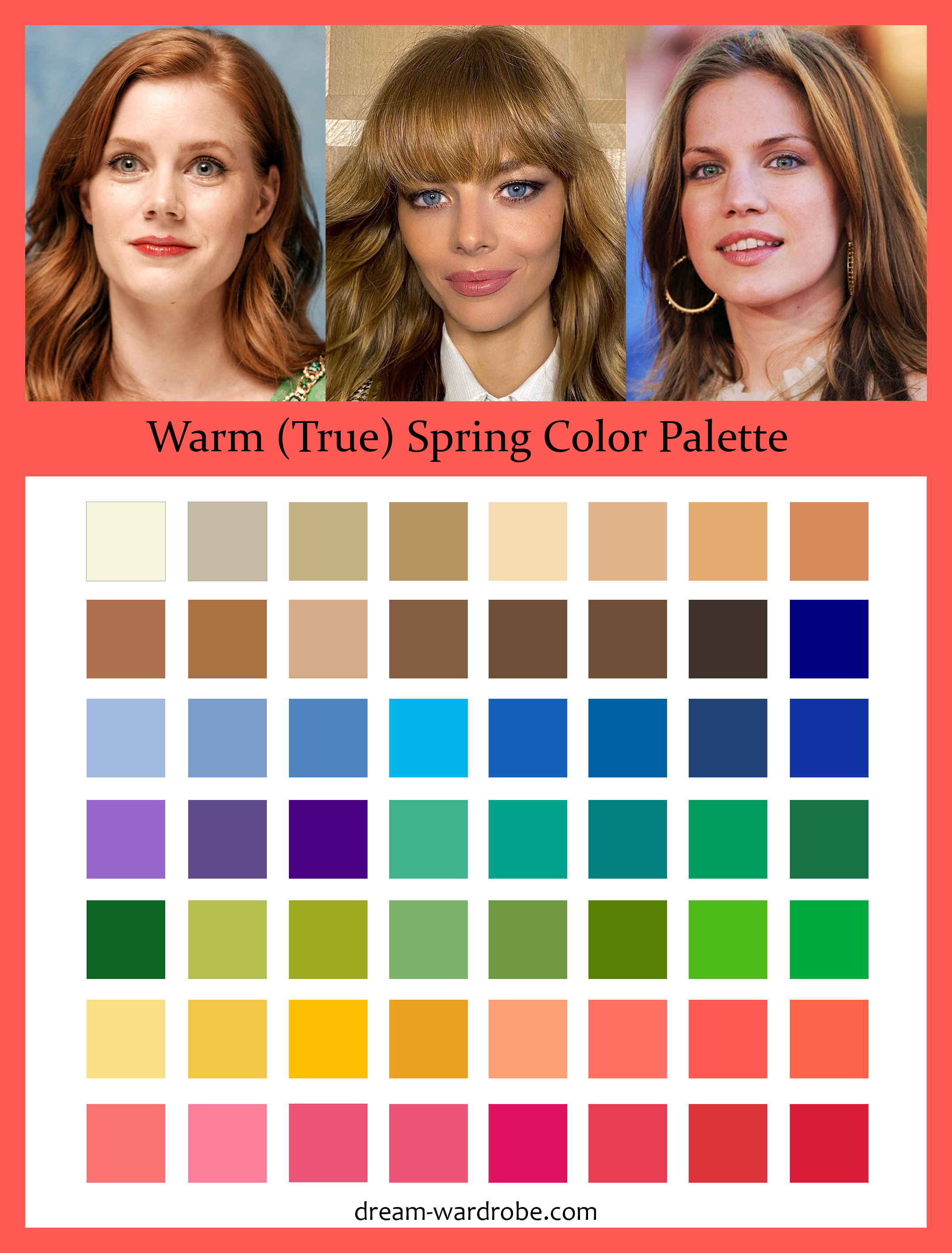 Warm (True) Spring Color Palette and Wardrobe Guide Dream Wardrobe
