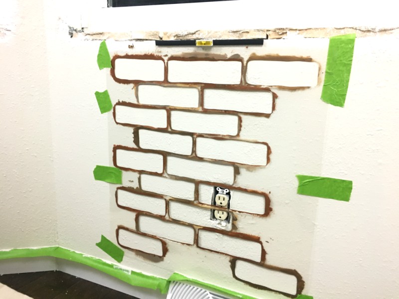 How to Add Faux Brick Wall Using a Stencil Dream Design DIY