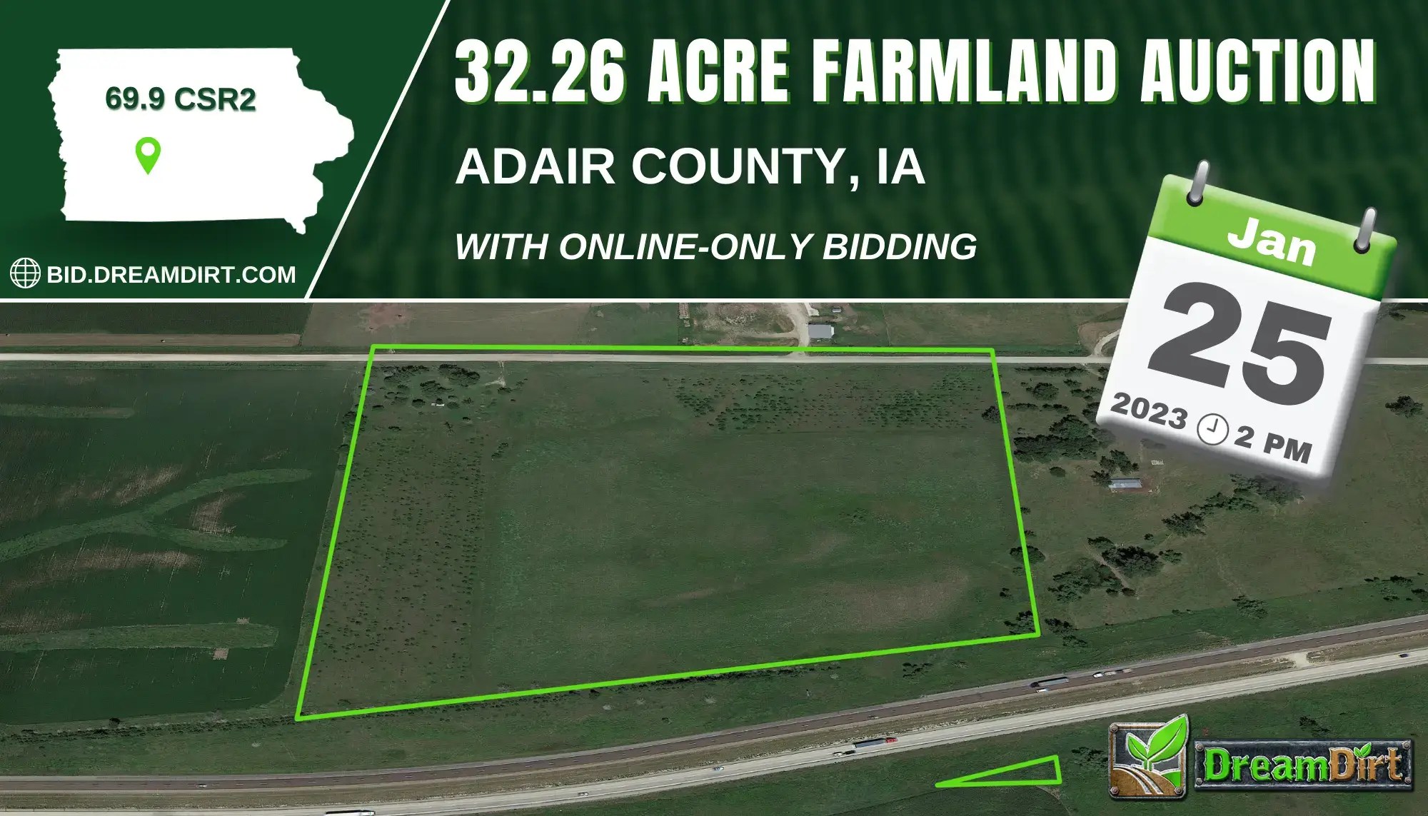 32.26 Acre Farmland Auction in Adair County, Iowa