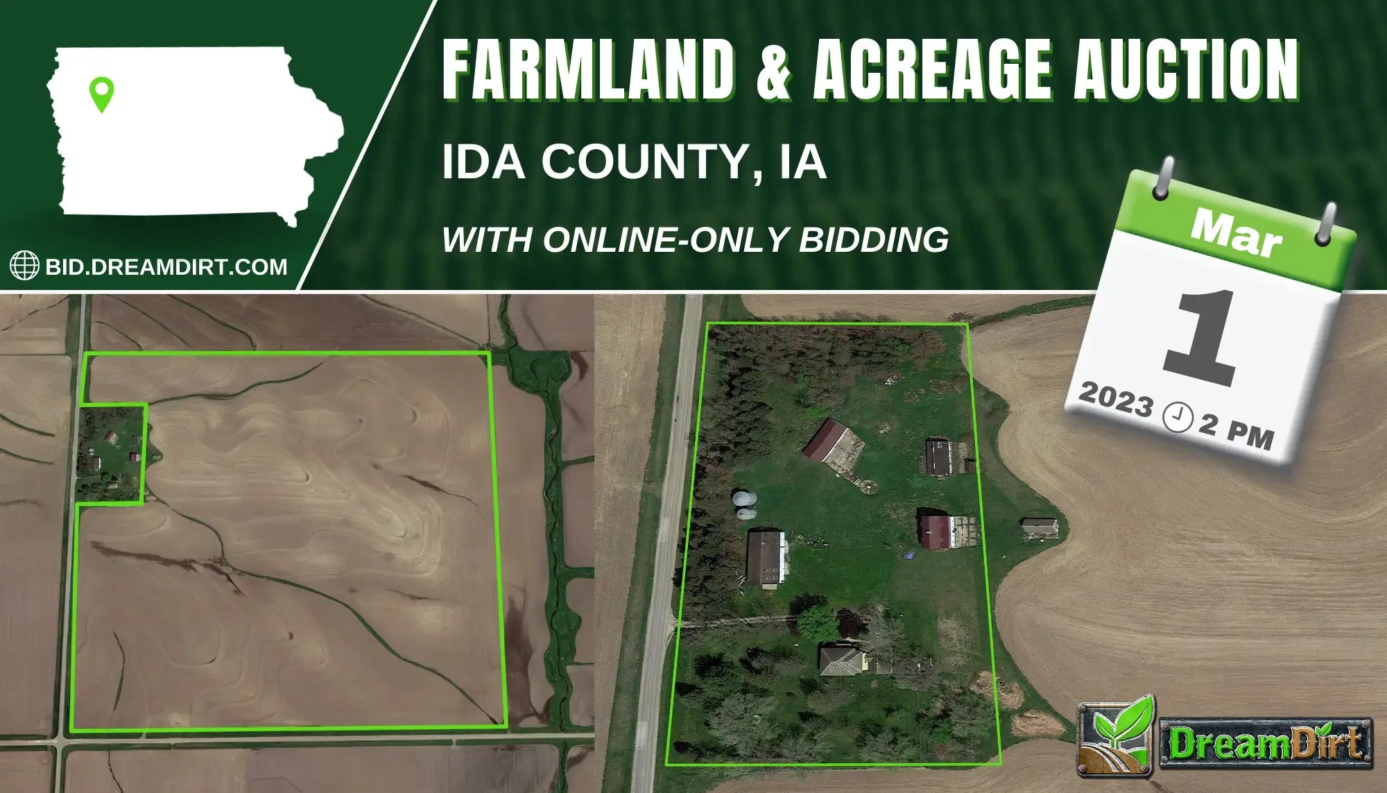 Farmland and Acreage Auction in Ida County, Iowa