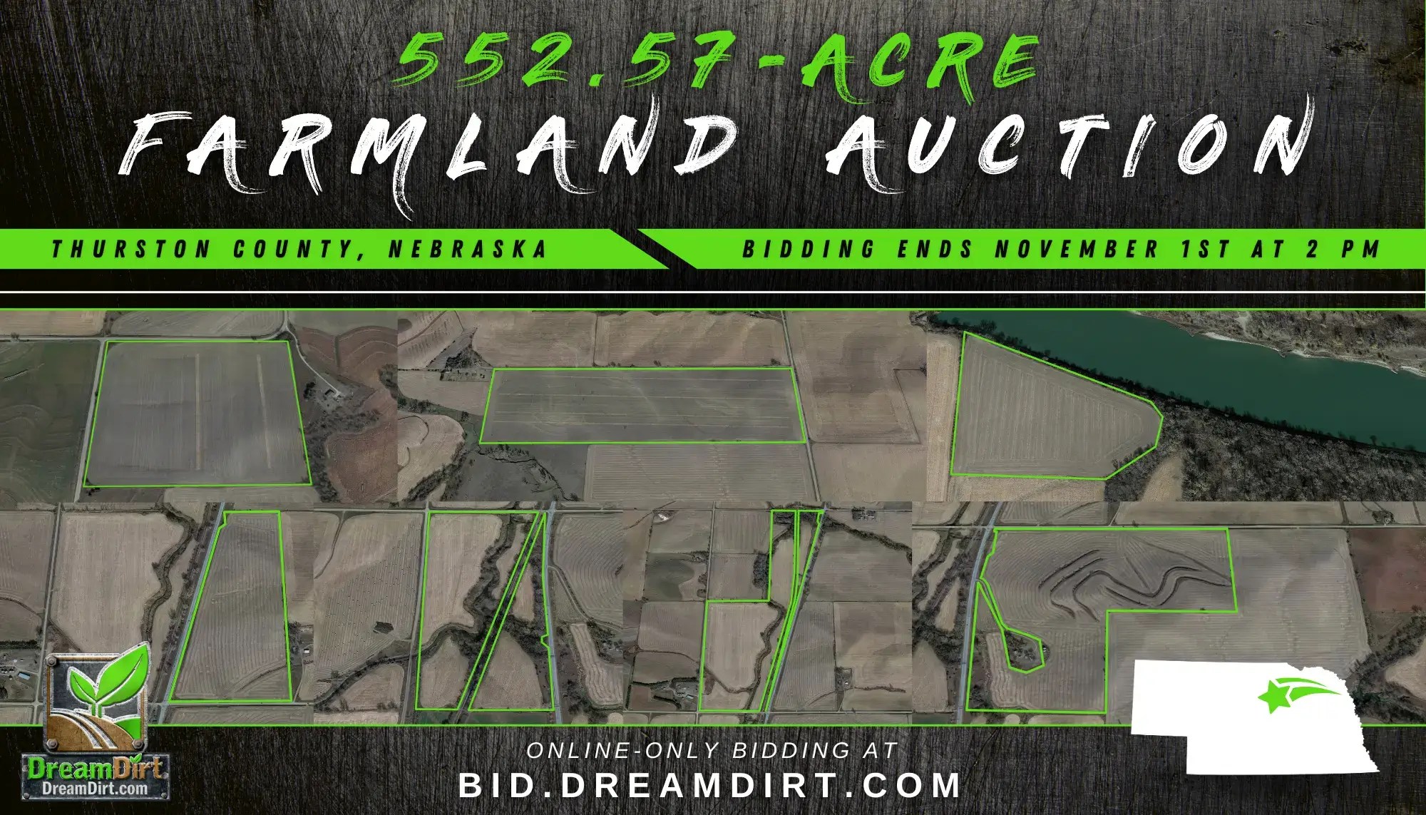 552.57Acre Farmland For Sale in Thurston County, Nebraska