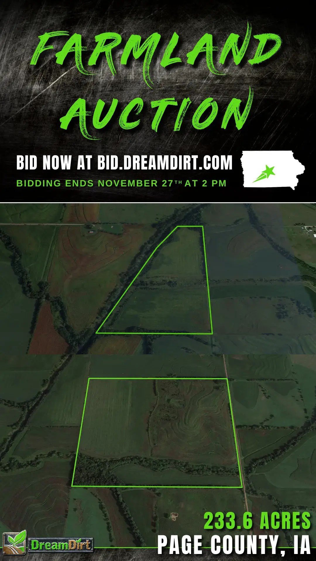 233.6 Acres of Farmland For Sale in Page County, Iowa