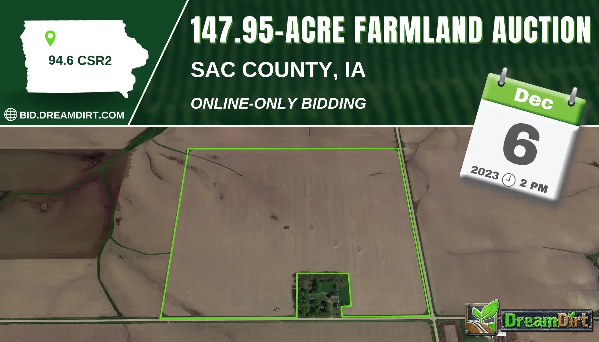 147.95 Acres of Farmland For Sale in Sac County, Iowa