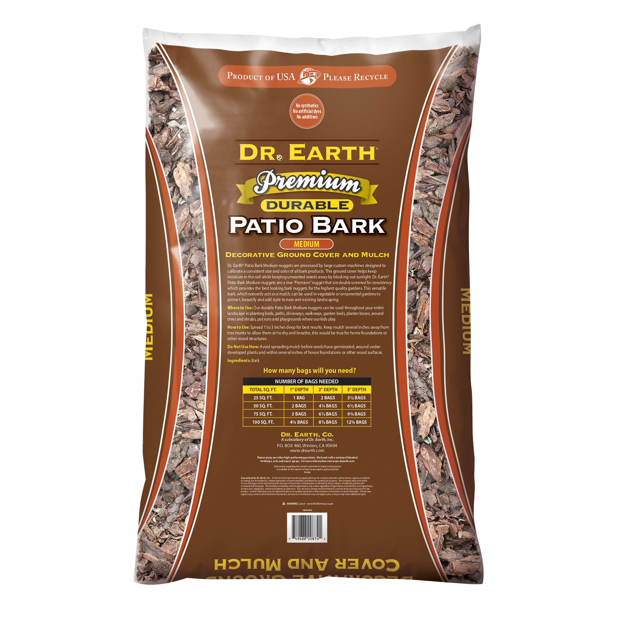 Dr. Earth Premium Medium Patio Bark Decorative Ground Cover And Mulch