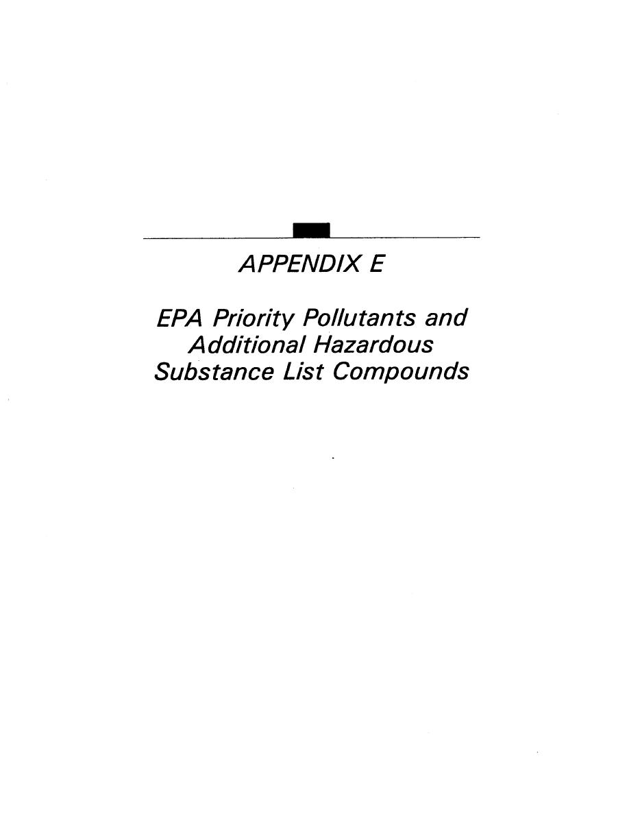 Appendix E. EPA Priority Pollutants and Additional Hazardous Substance