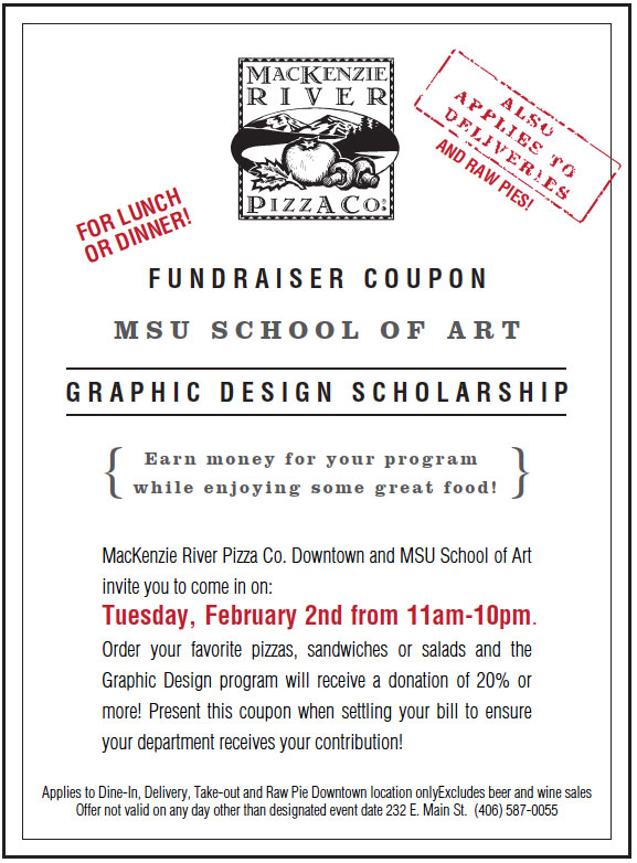 MacKenzie River Pizza Scholarship Fundraiser Coupon Drew Schug