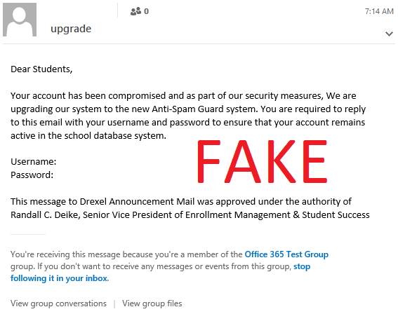 Debunking Email Scams Information Technology Drexel University