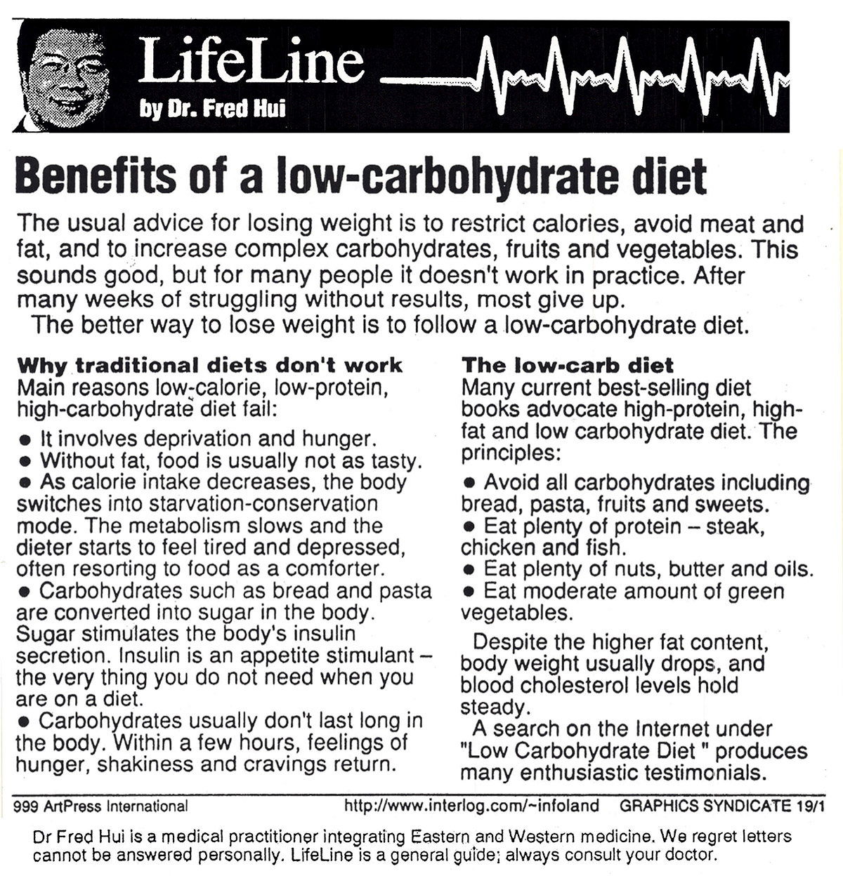 Benefits of a lowcarb diet Dr. Fred Hui