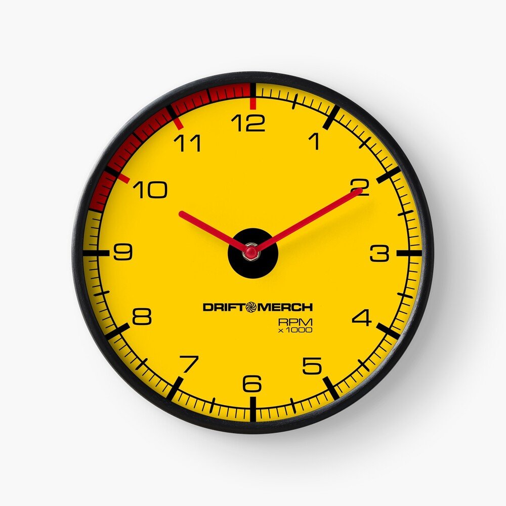 Yellow Exotic Sports Car Racing Tachometer Clock DriftMerch