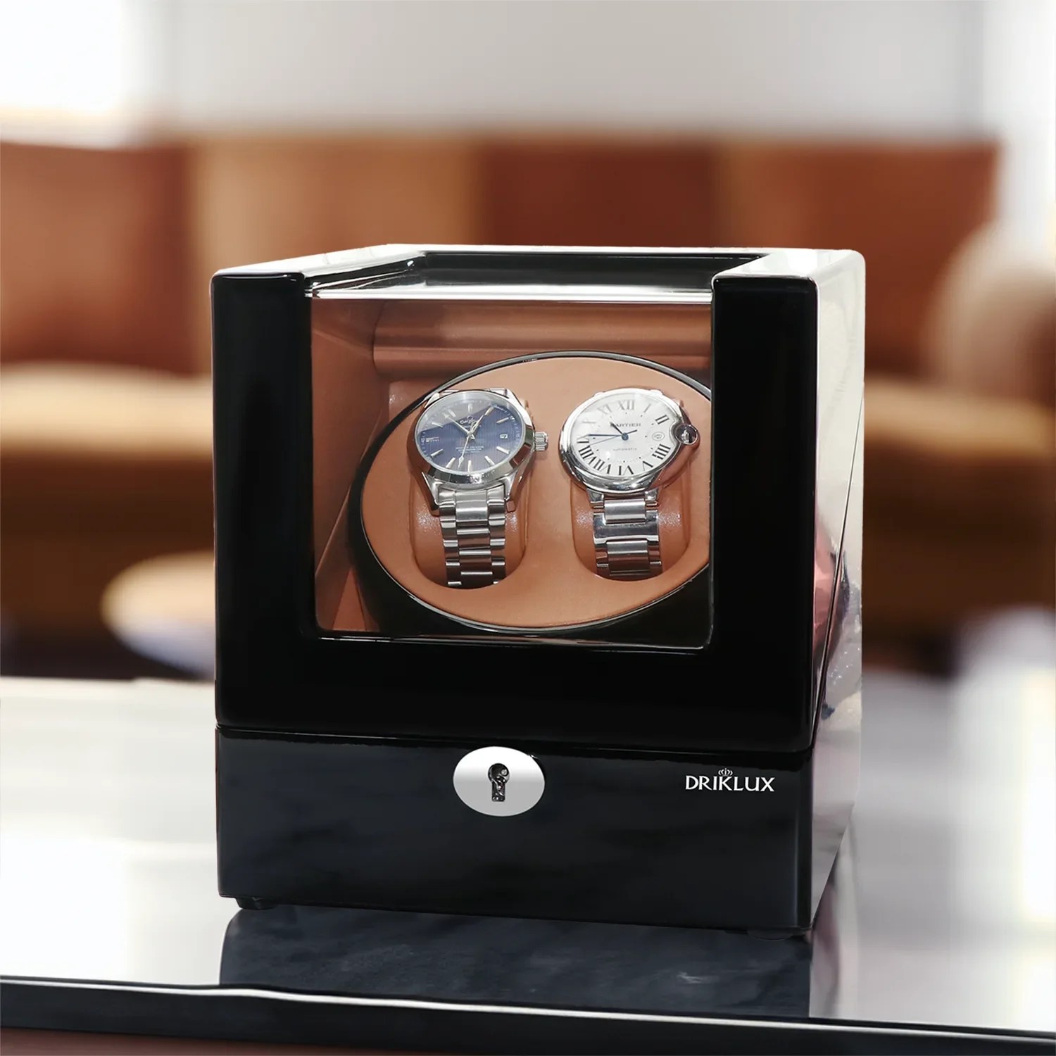 Double Watch Winder with SeeThrough Window Showcase Your Rolex Watc
