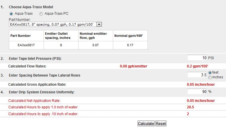 Irrigation Drip Tape Calculator DripTips by Toro MicroIrrigation