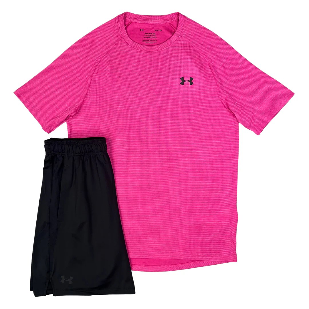 Under Armour Tech TShirt/Shorts Set Pink