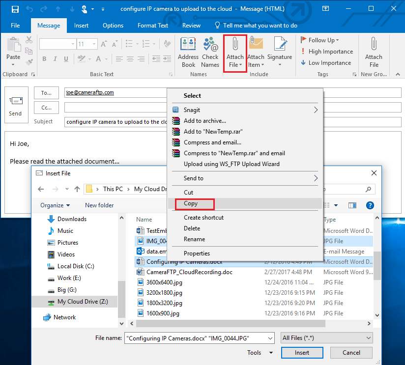 Attach cloud files "as copy" instead of "Share as OneDrive Link" using