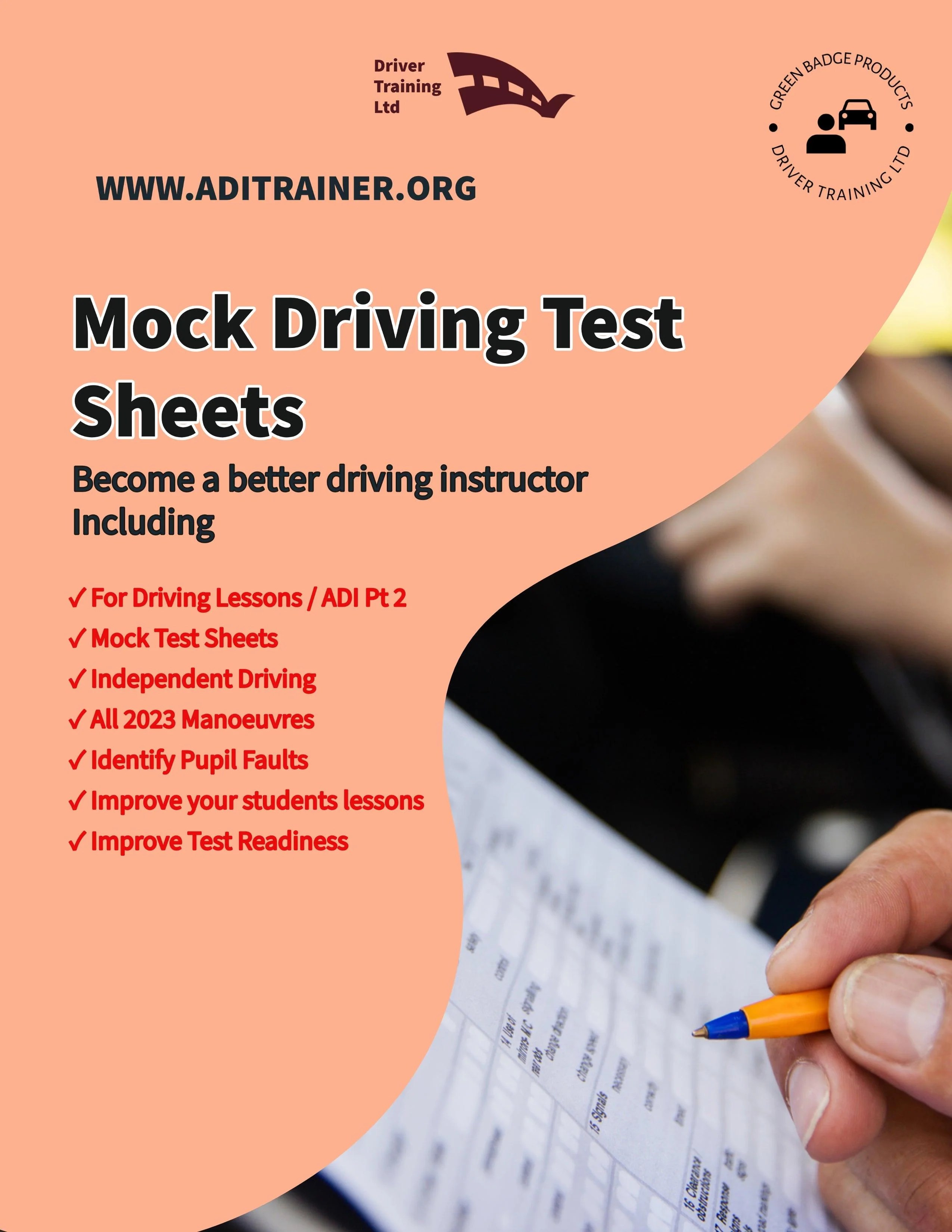 Mock test sheets for driving instructors and driving schools ADI Pt 2