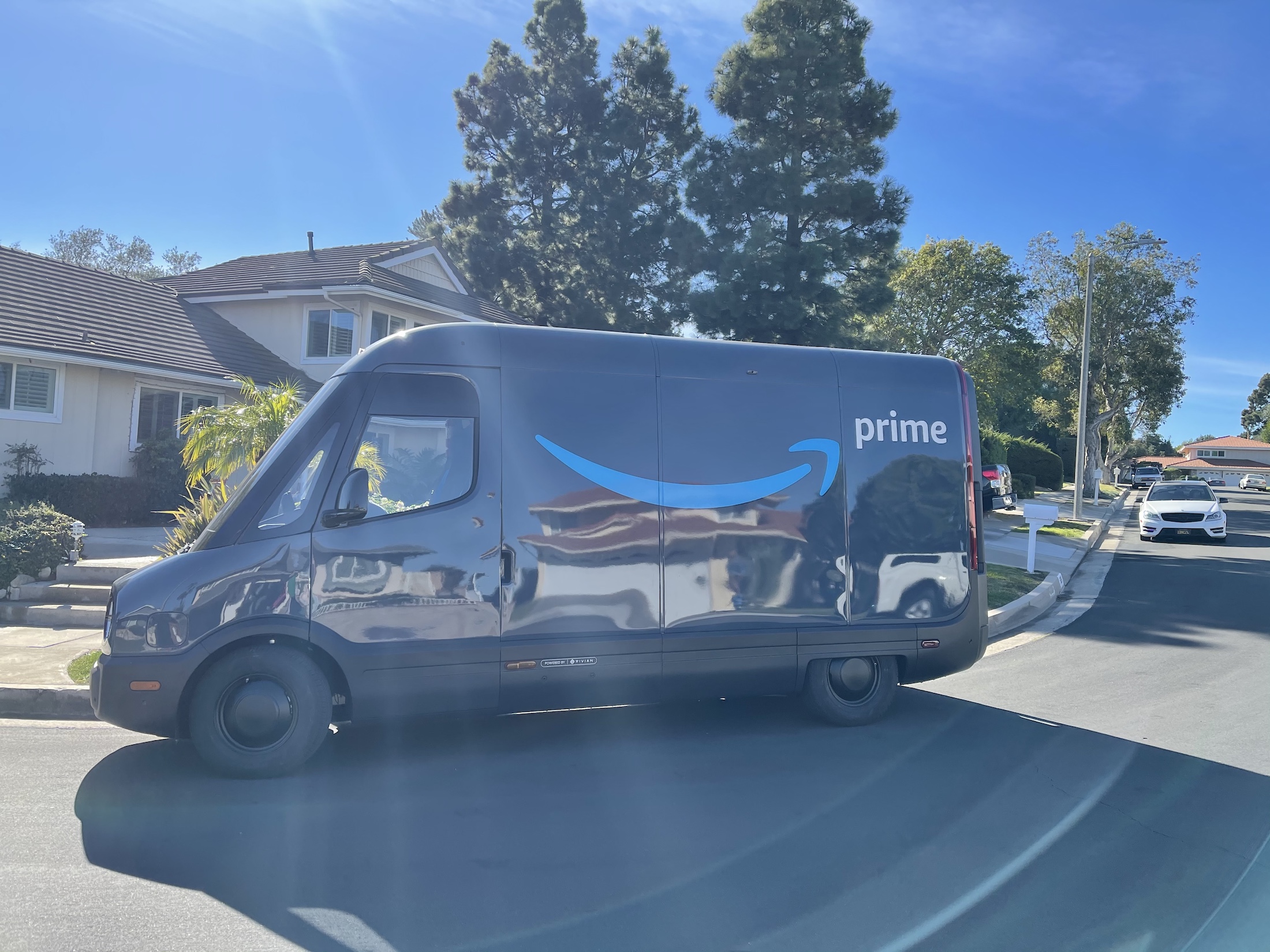 Rivian's Amazon delivery van spotted dropping off packages in Los